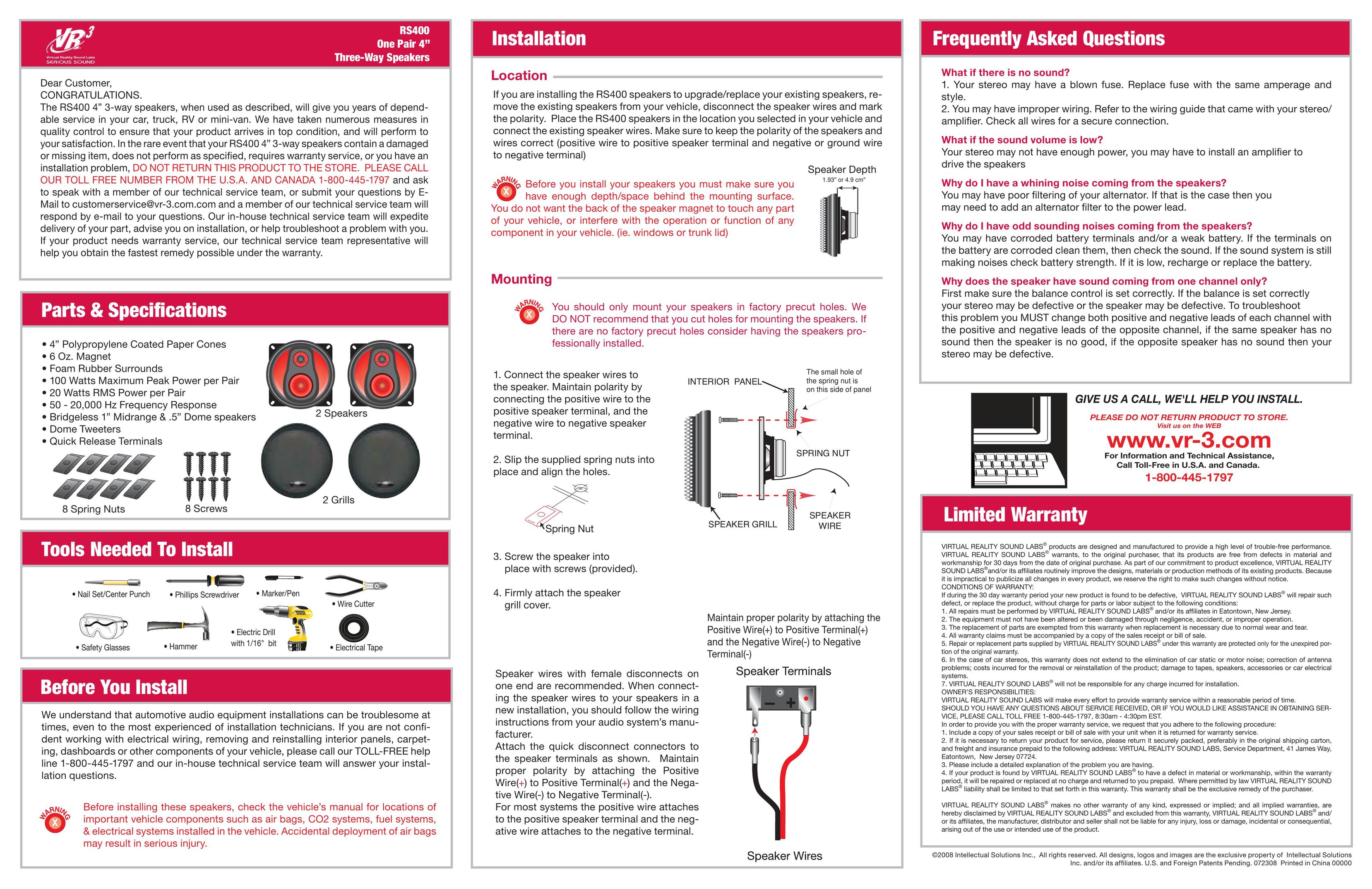 Roadmaster RS 400 Speaker User Manual