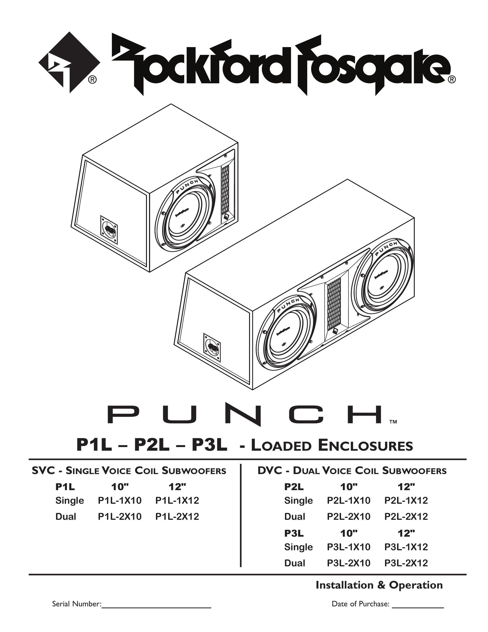 Rockford Fosgate P1L-2X12 Speaker User Manual