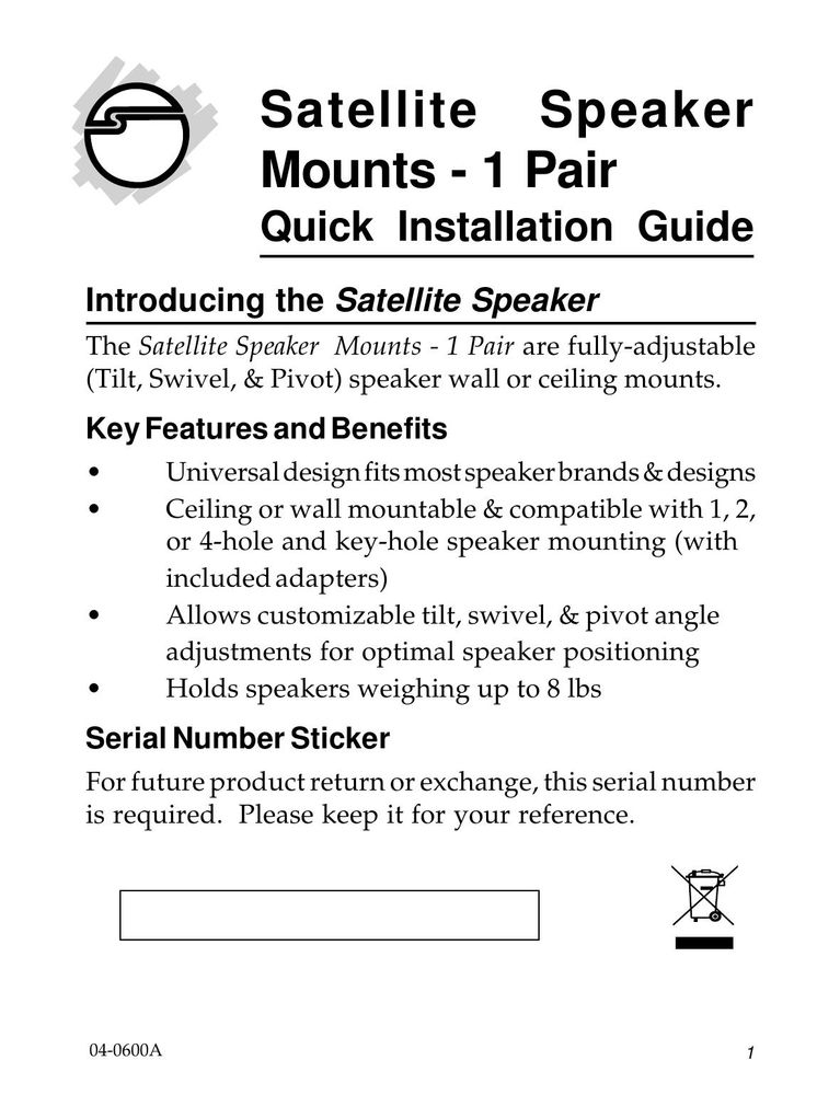 SIIG 04-0600A Speaker User Manual