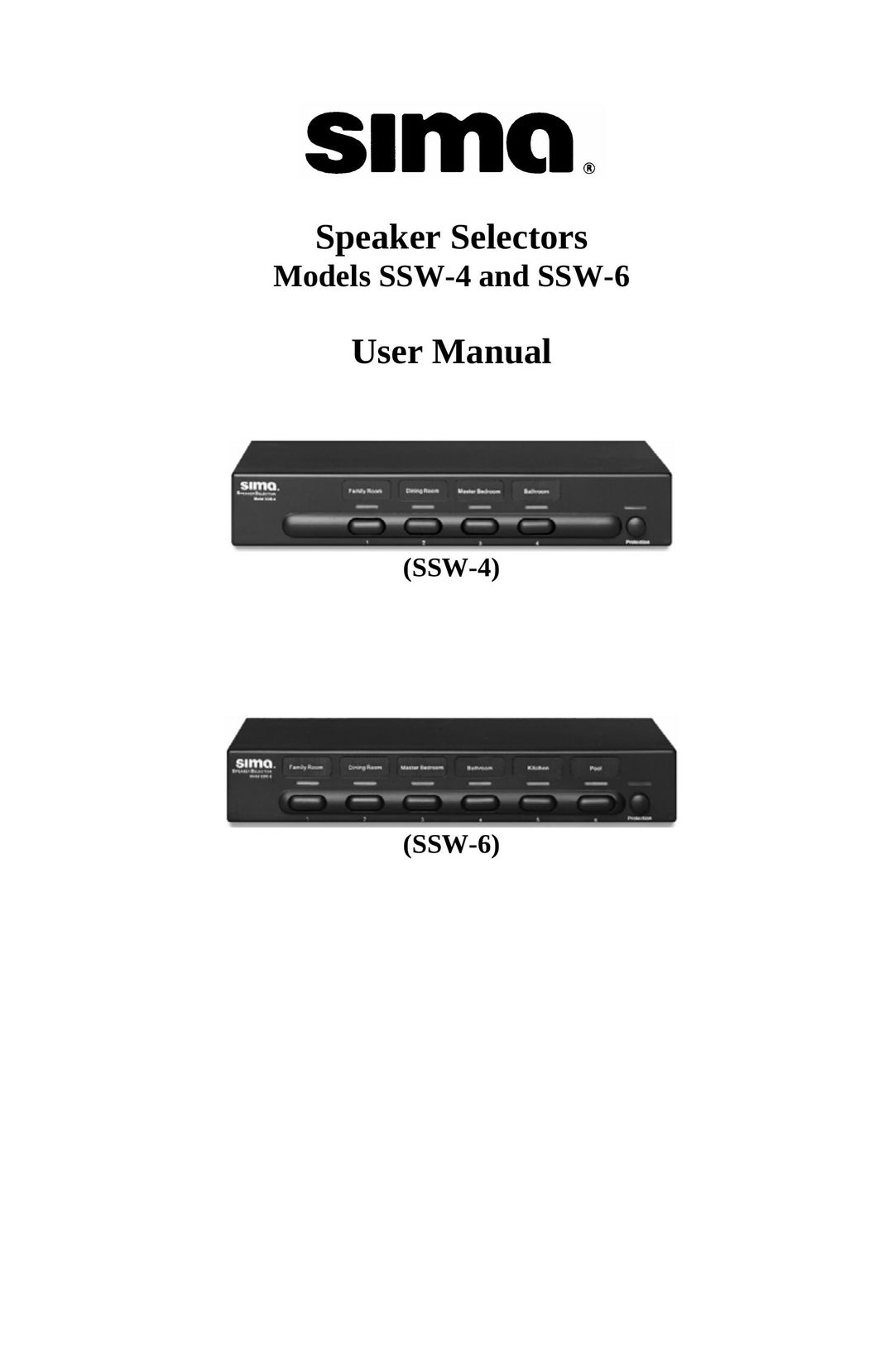 Sima Products SSW-4 Speaker User Manual