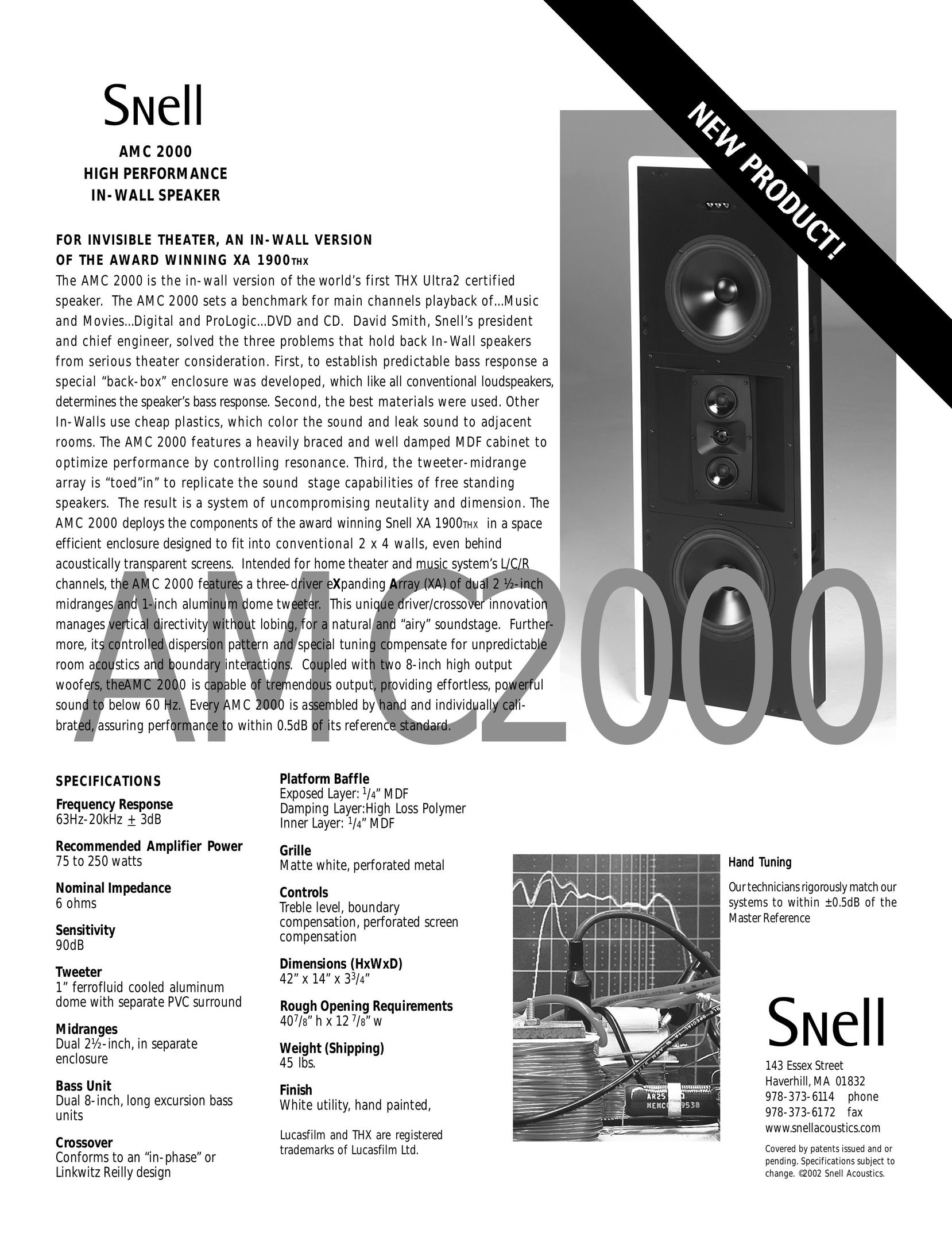 Snell Acoustics AMC 2000 Speaker User Manual