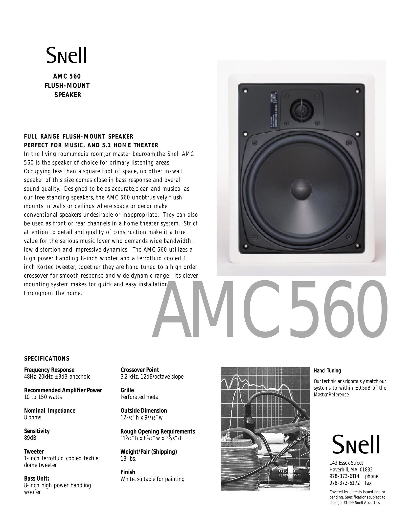 Snell Acoustics AMC 560 Speaker User Manual