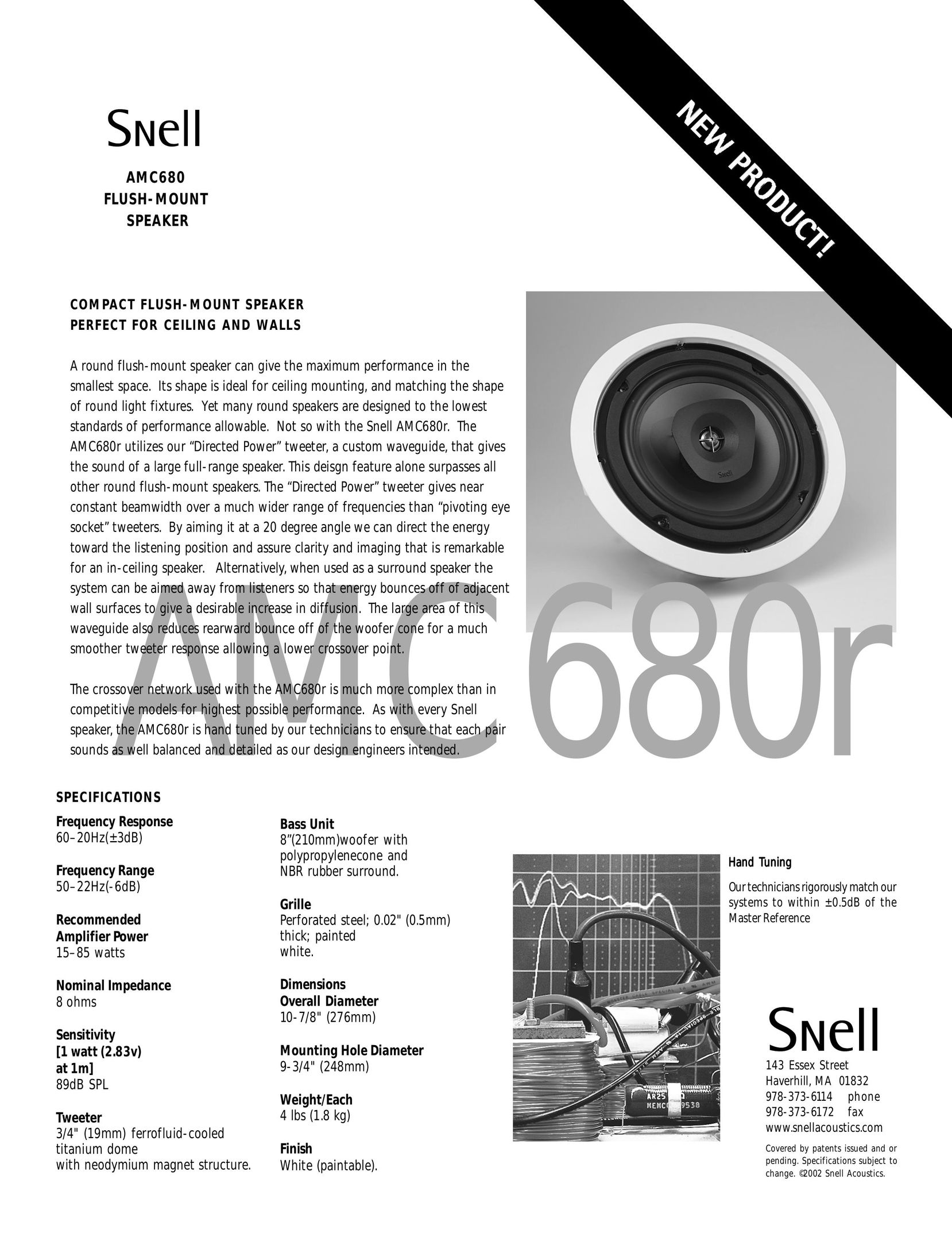 Snell Acoustics AMC 680 Speaker User Manual