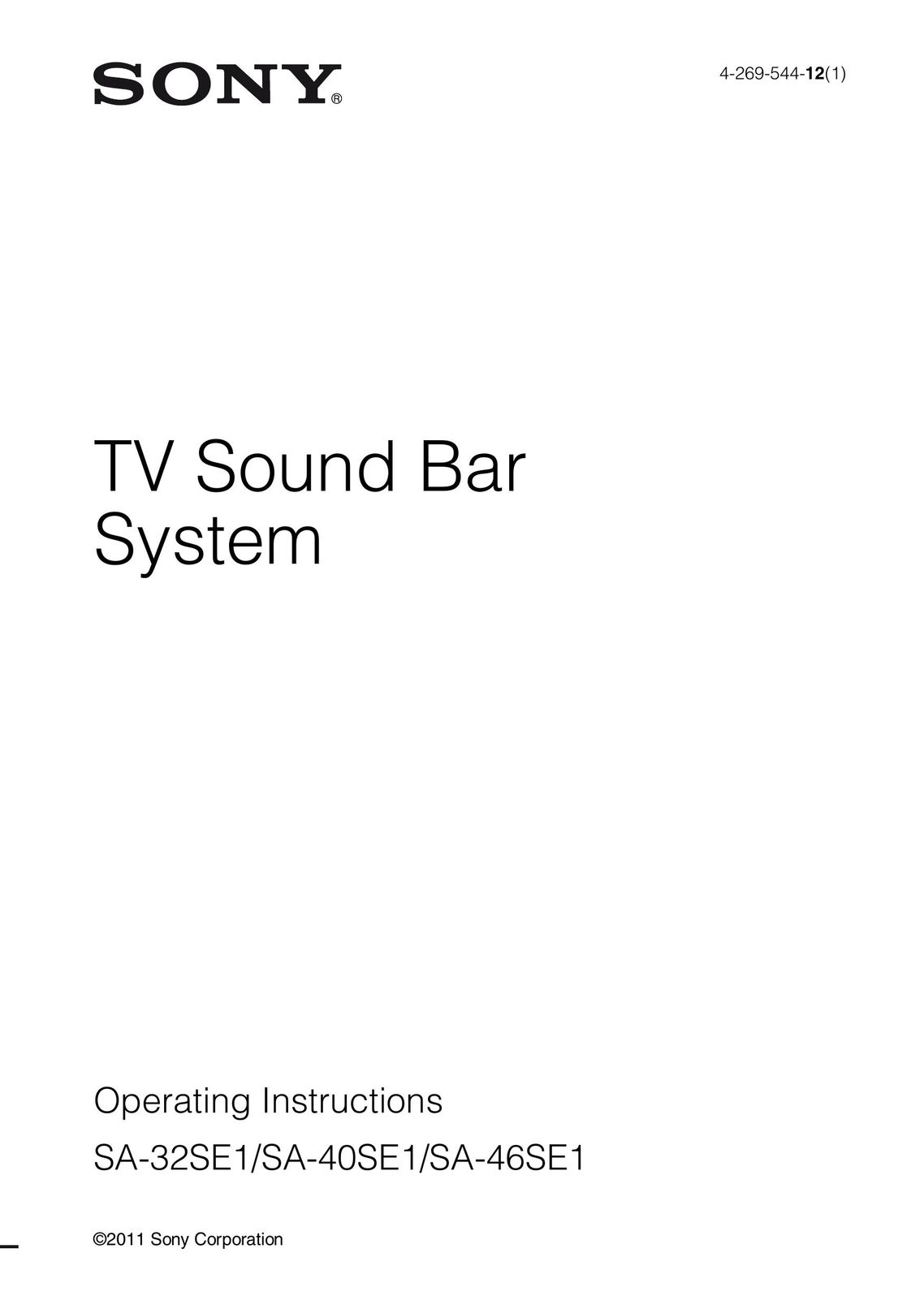 Sony SA-32SE1 Speaker User Manual