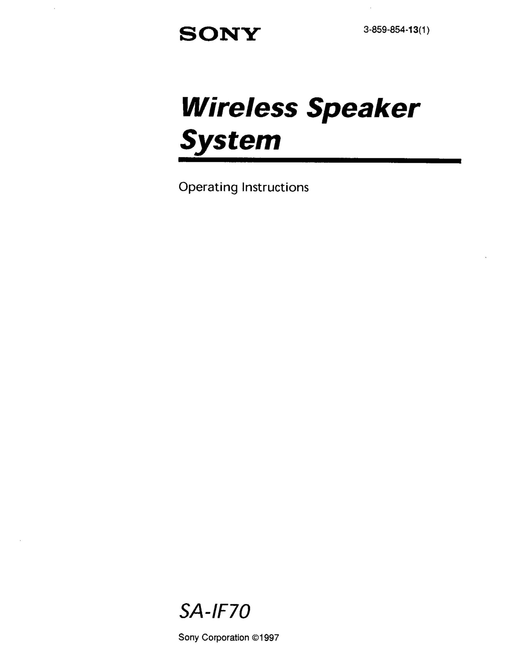 Sony SA-IF70 Speaker User Manual
