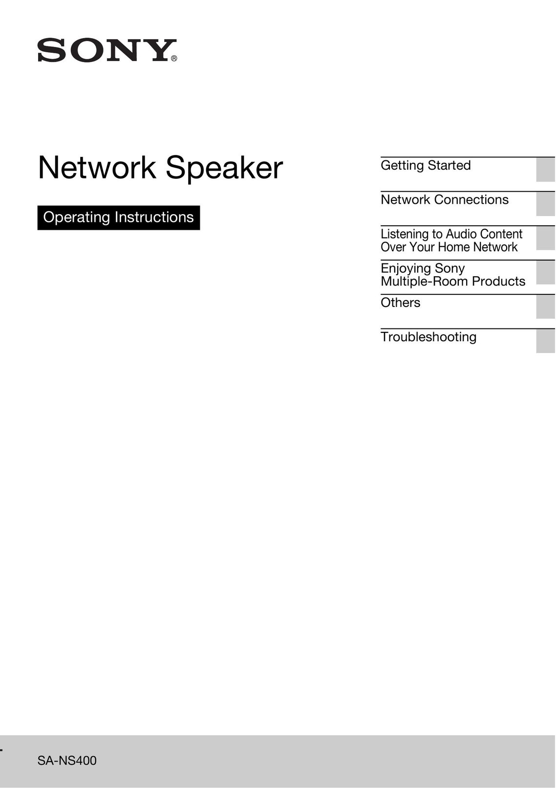 Sony SA-NS400 Speaker User Manual