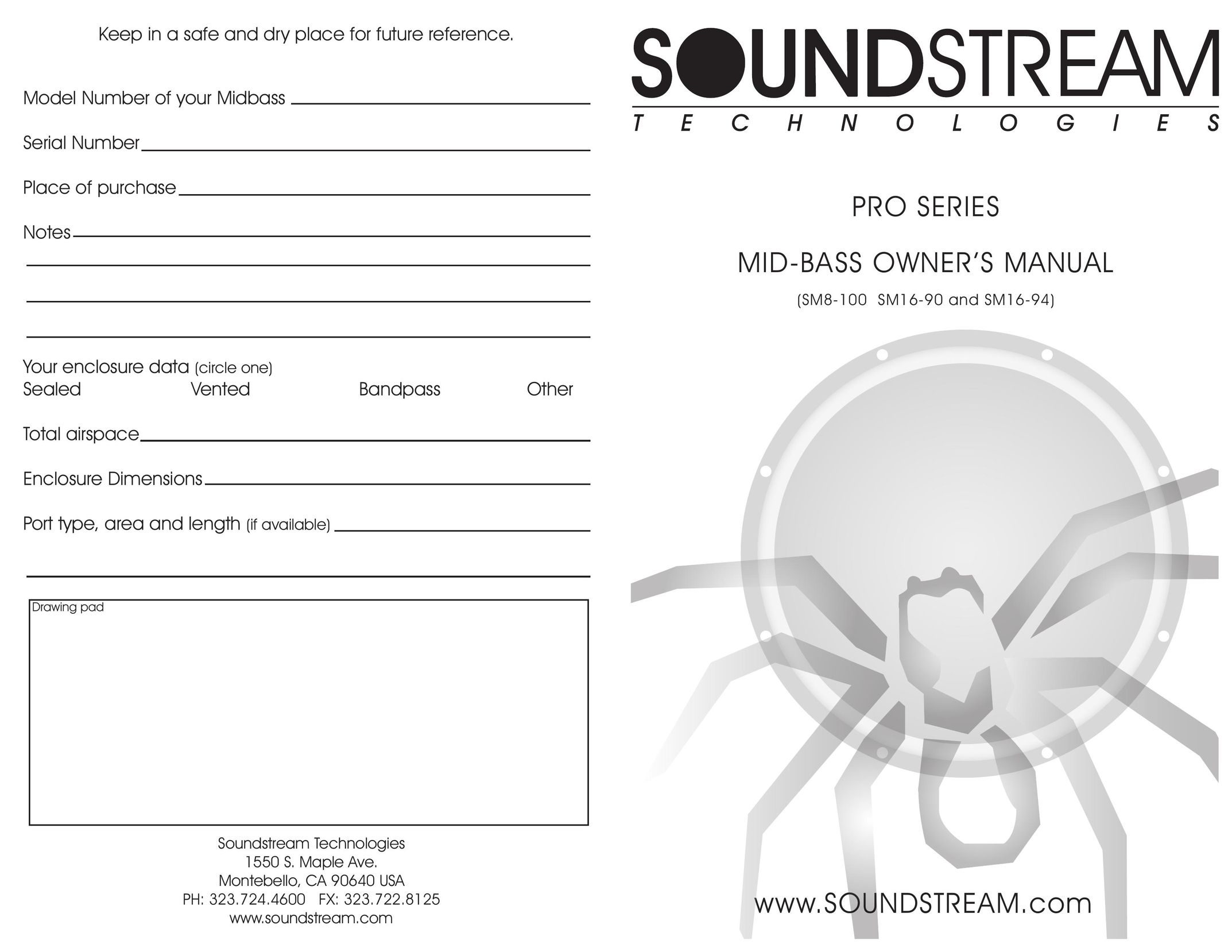 Soundstream Technologies SM16-94 Speaker User Manual