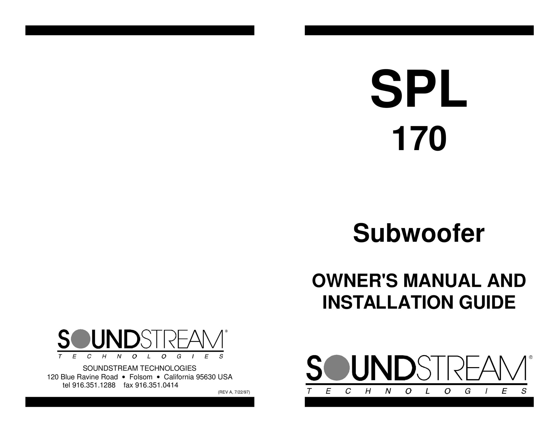 Soundstream Technologies SPL 170 Speaker User Manual
