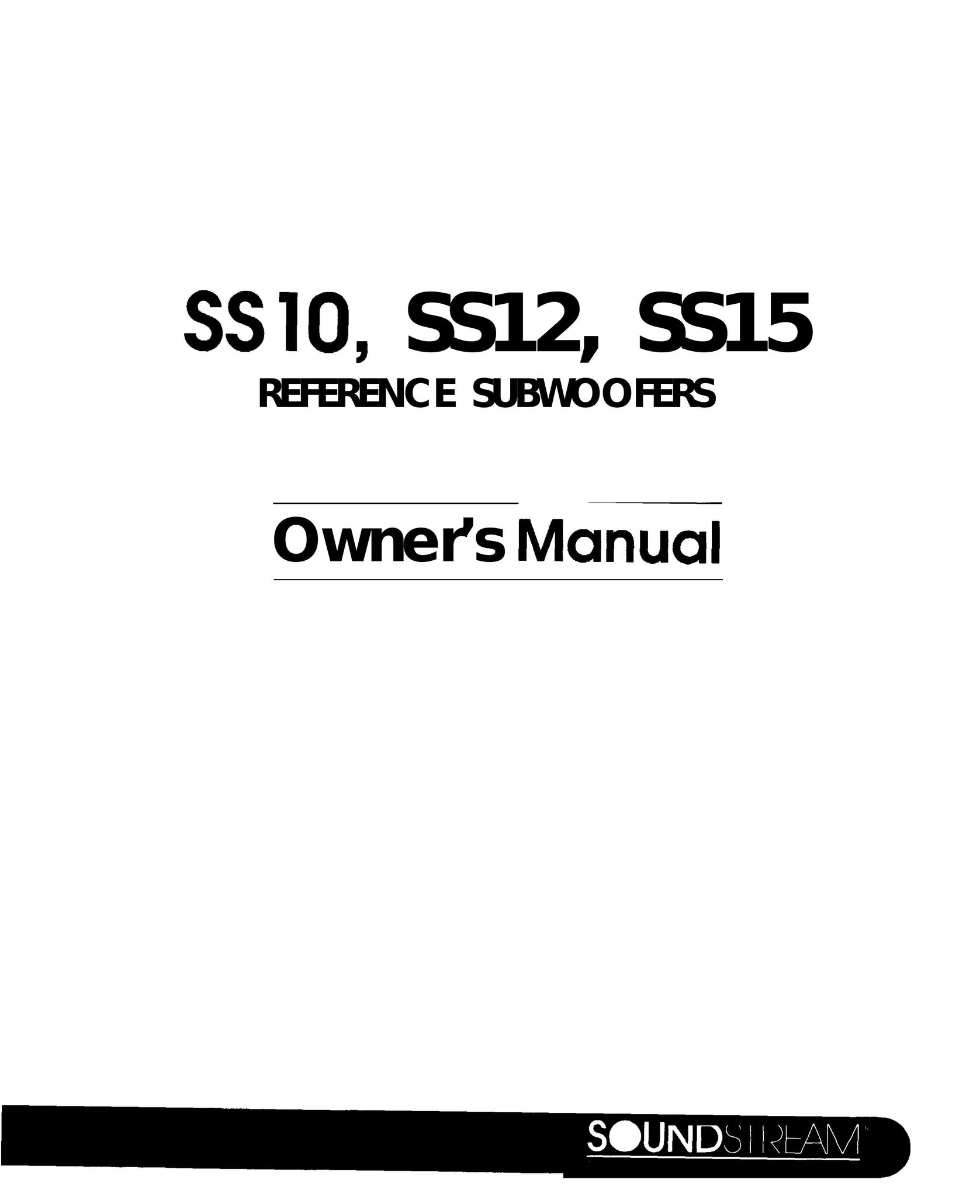 Soundstream Technologies SS15 Speaker User Manual