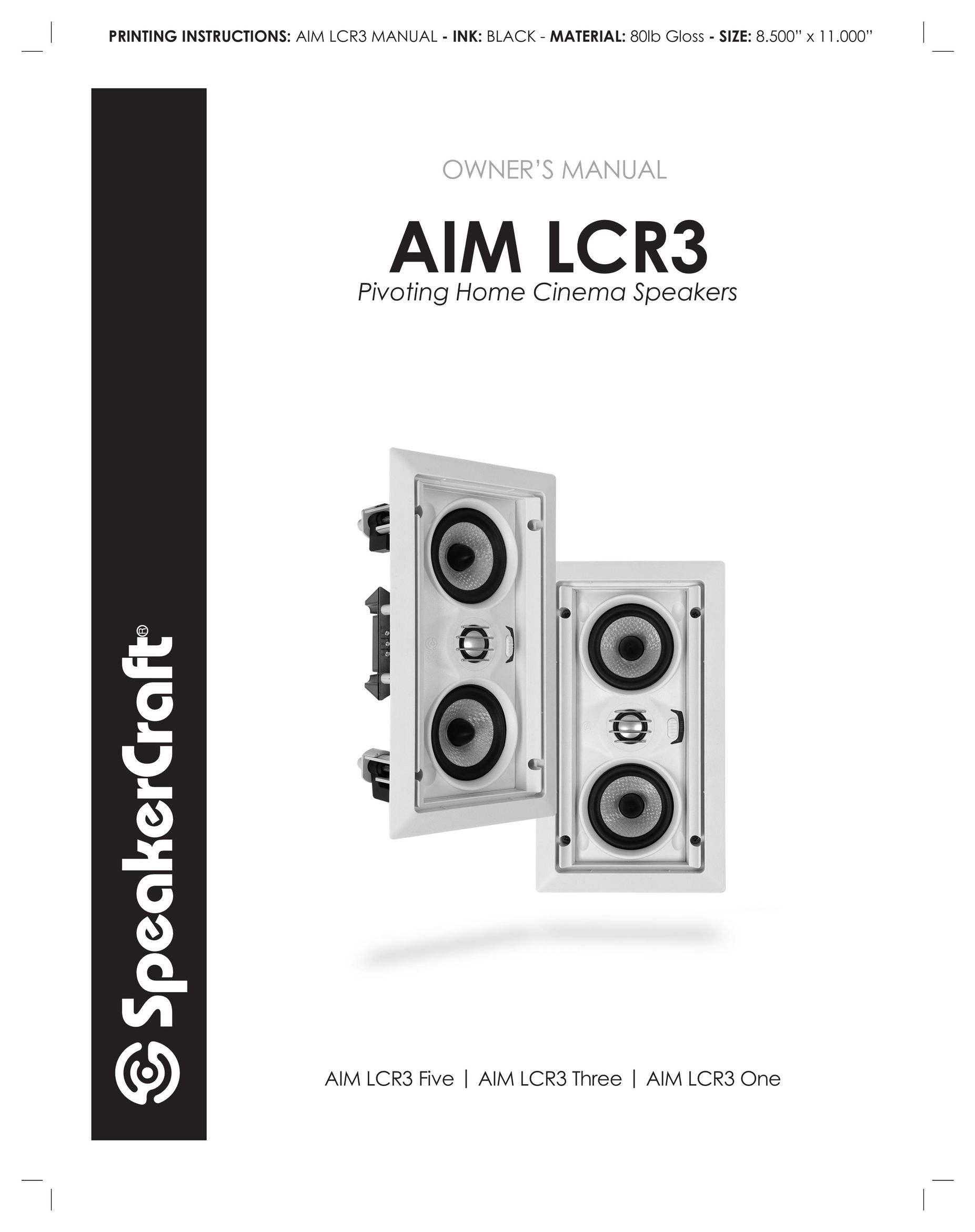 SpeakerCraft AIM LCR3 Speaker User Manual