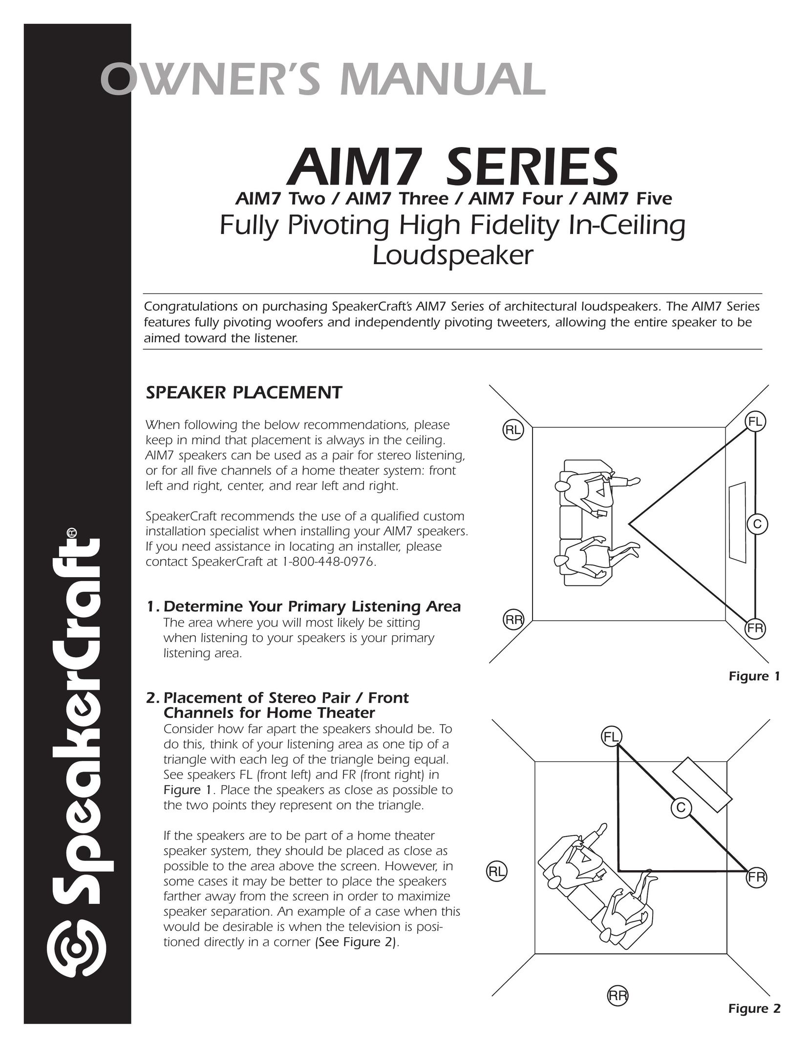SpeakerCraft AIM7 TWO Speaker User Manual