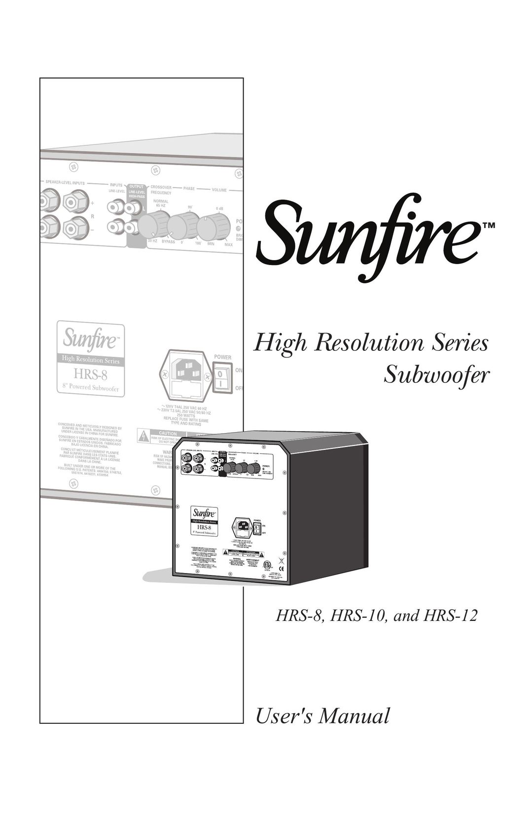 Sunfire HRS-10 Speaker User Manual