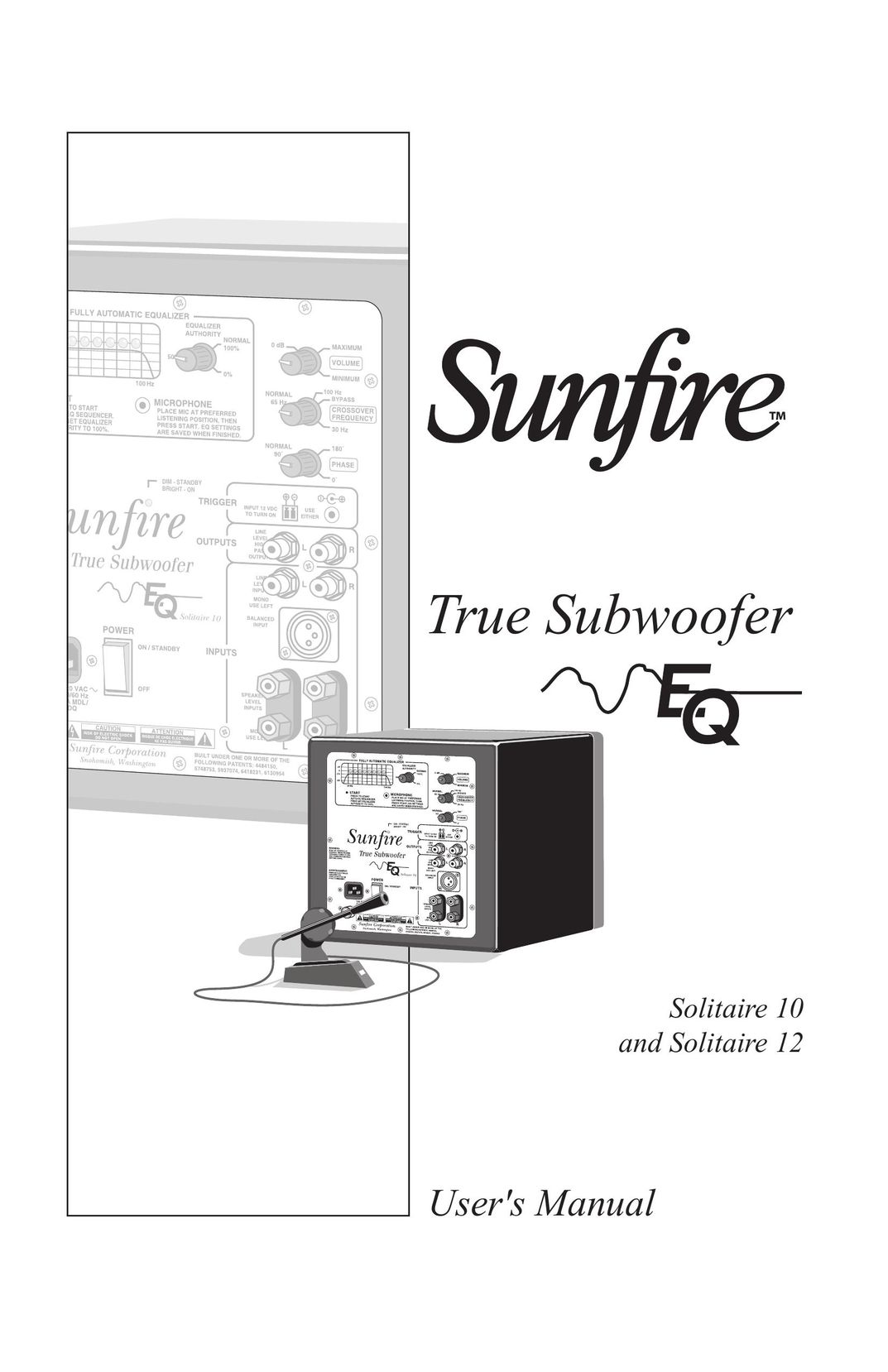Sunfire Solitaire 10 Speaker User Manual