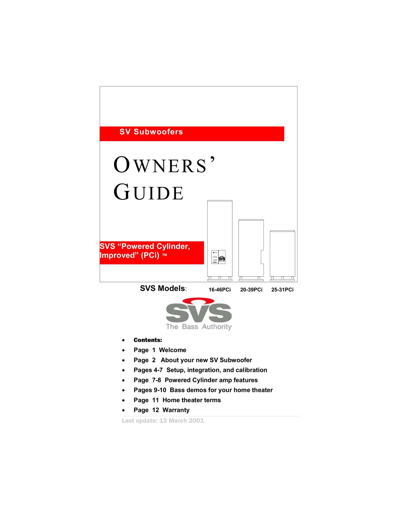 SV Sound 20-39PCi Speaker User Manual