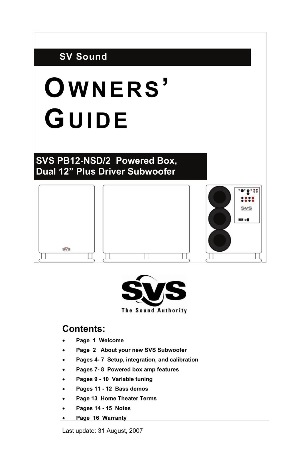 SV Sound PB12-NSD/2 Speaker User Manual