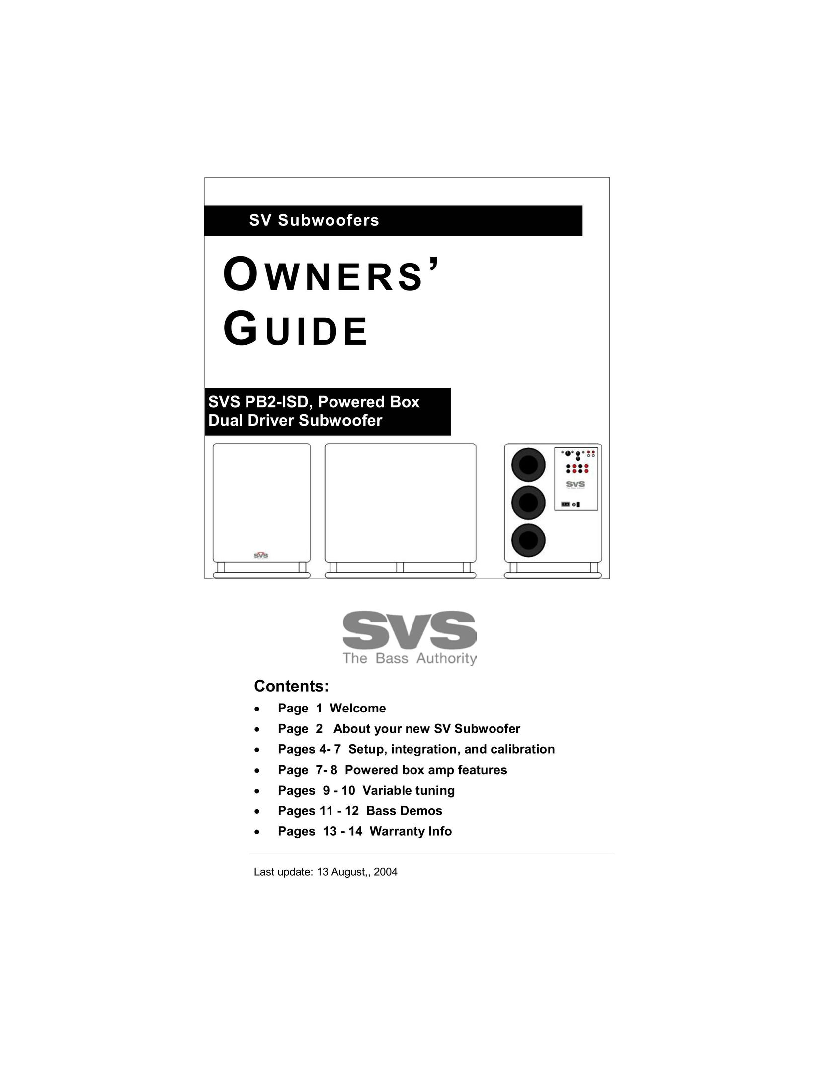 SV Sound PB2-ISD Speaker User Manual
