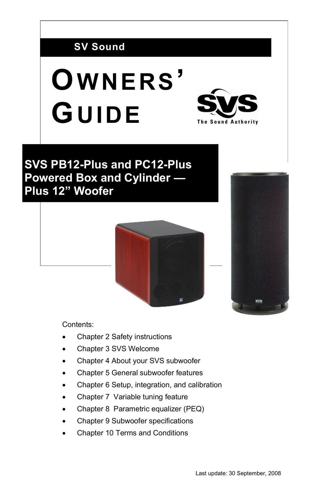 SV Sound PC12-Plus Speaker User Manual