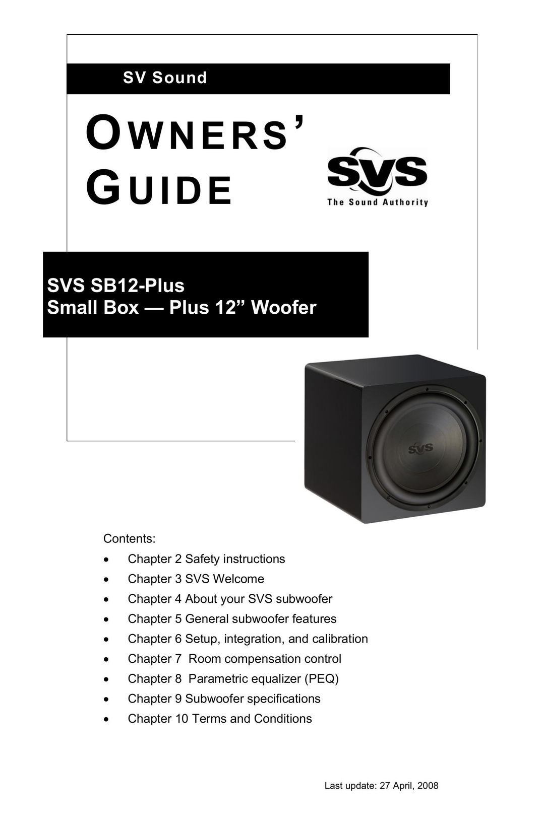 SV Sound SB12-Plus Speaker User Manual