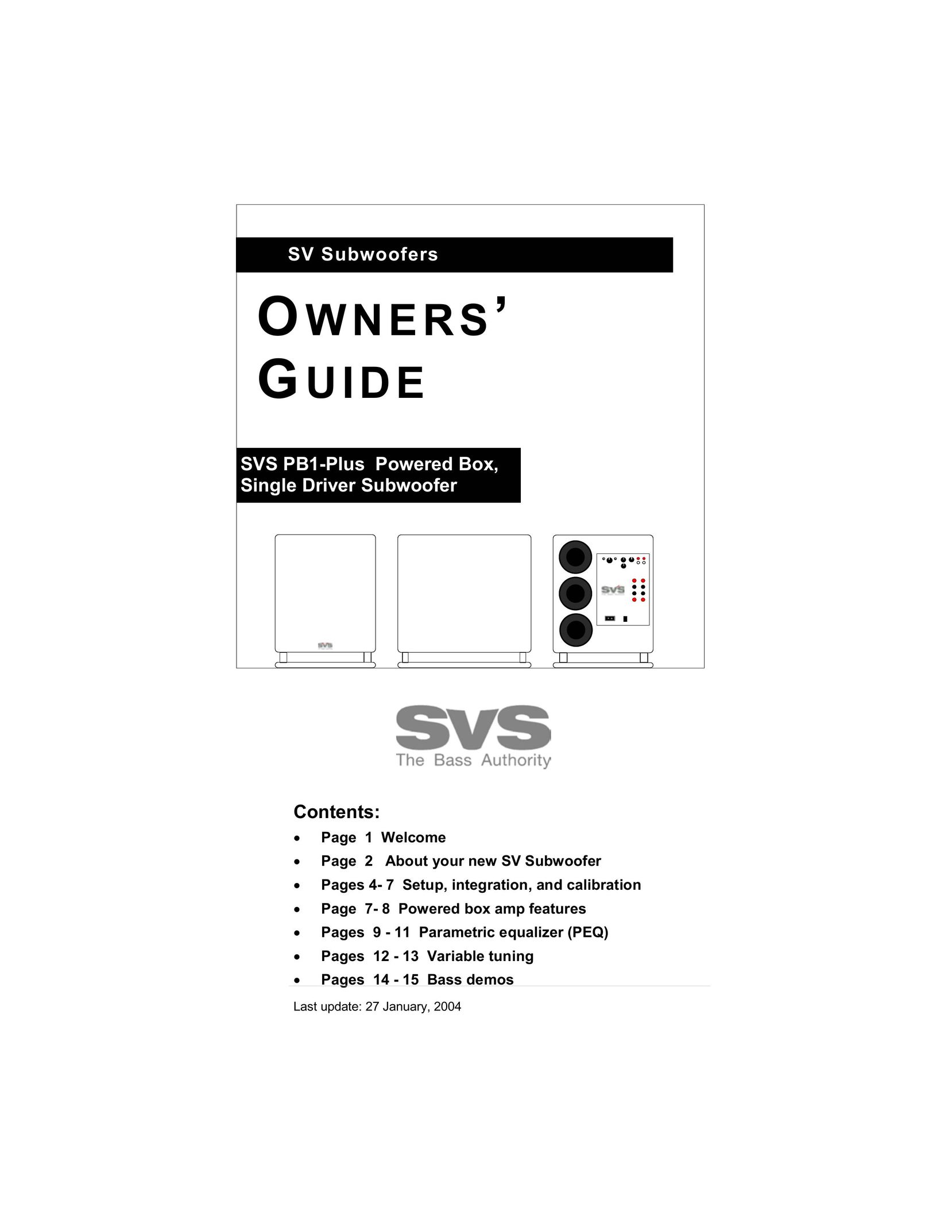 SV Sound SVS PB1-Plus Speaker User Manual