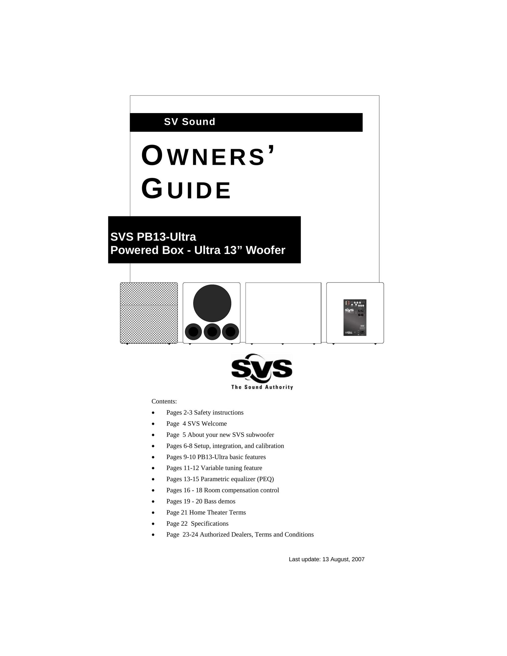 SV Sound SVS PB13 Speaker User Manual