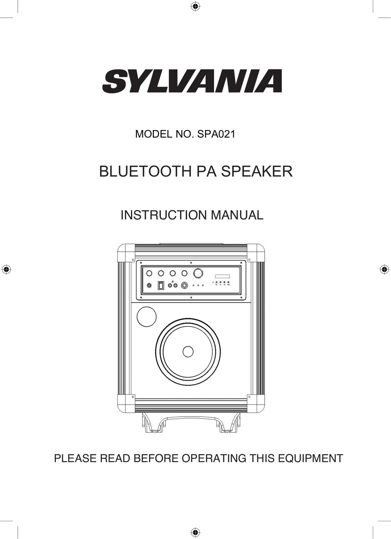 Sylvania SPA021 Speaker User Manual
