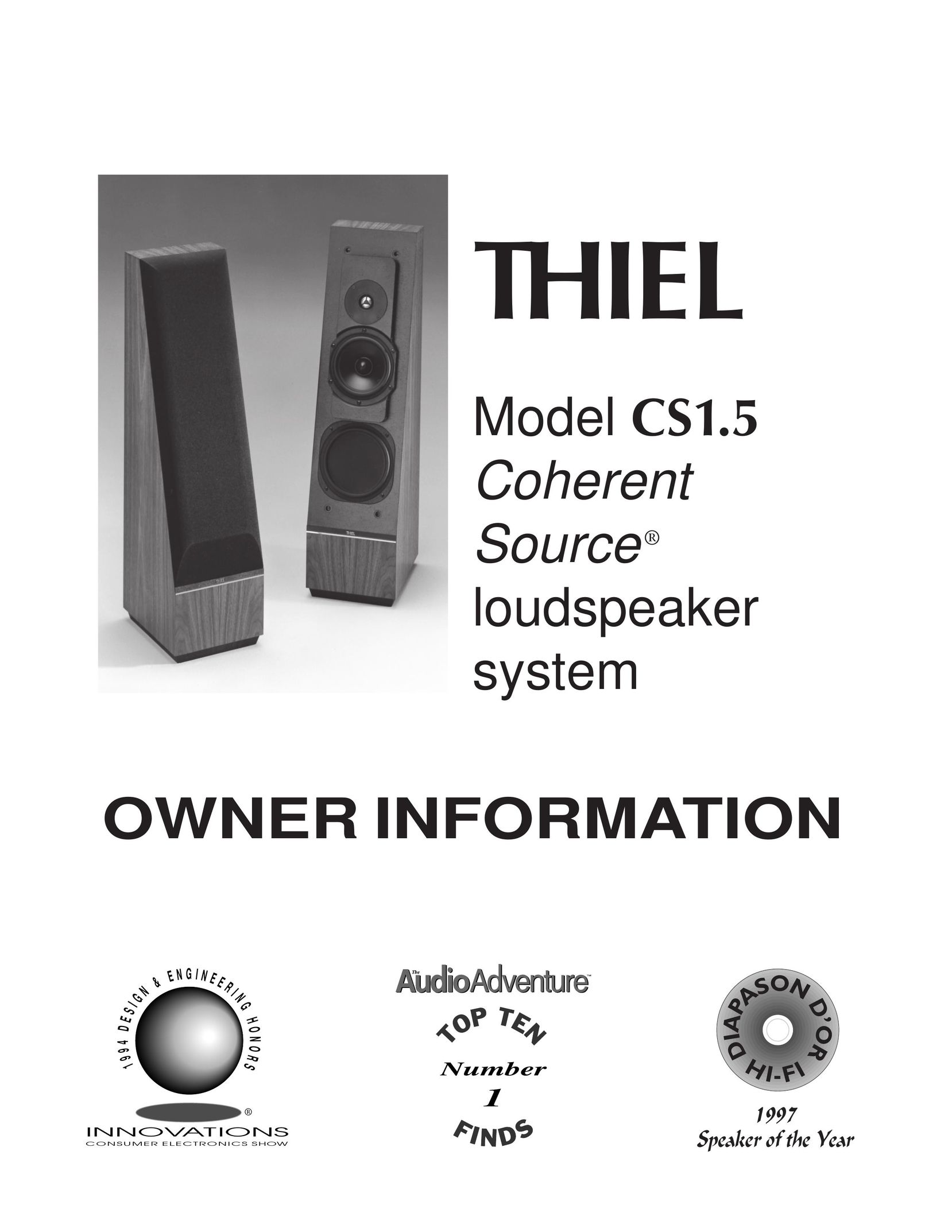 Thiel Audio Products CS1.5 Speaker User Manual