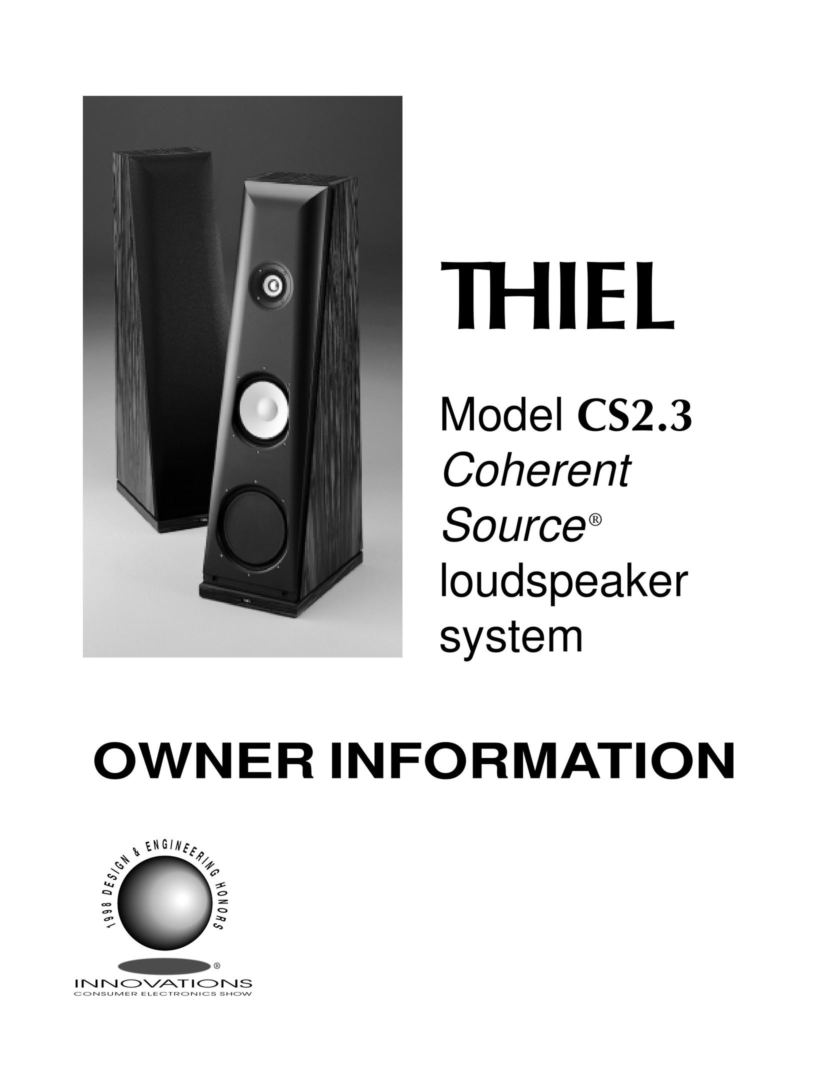 Thiel Audio Products CS2.3 Speaker User Manual