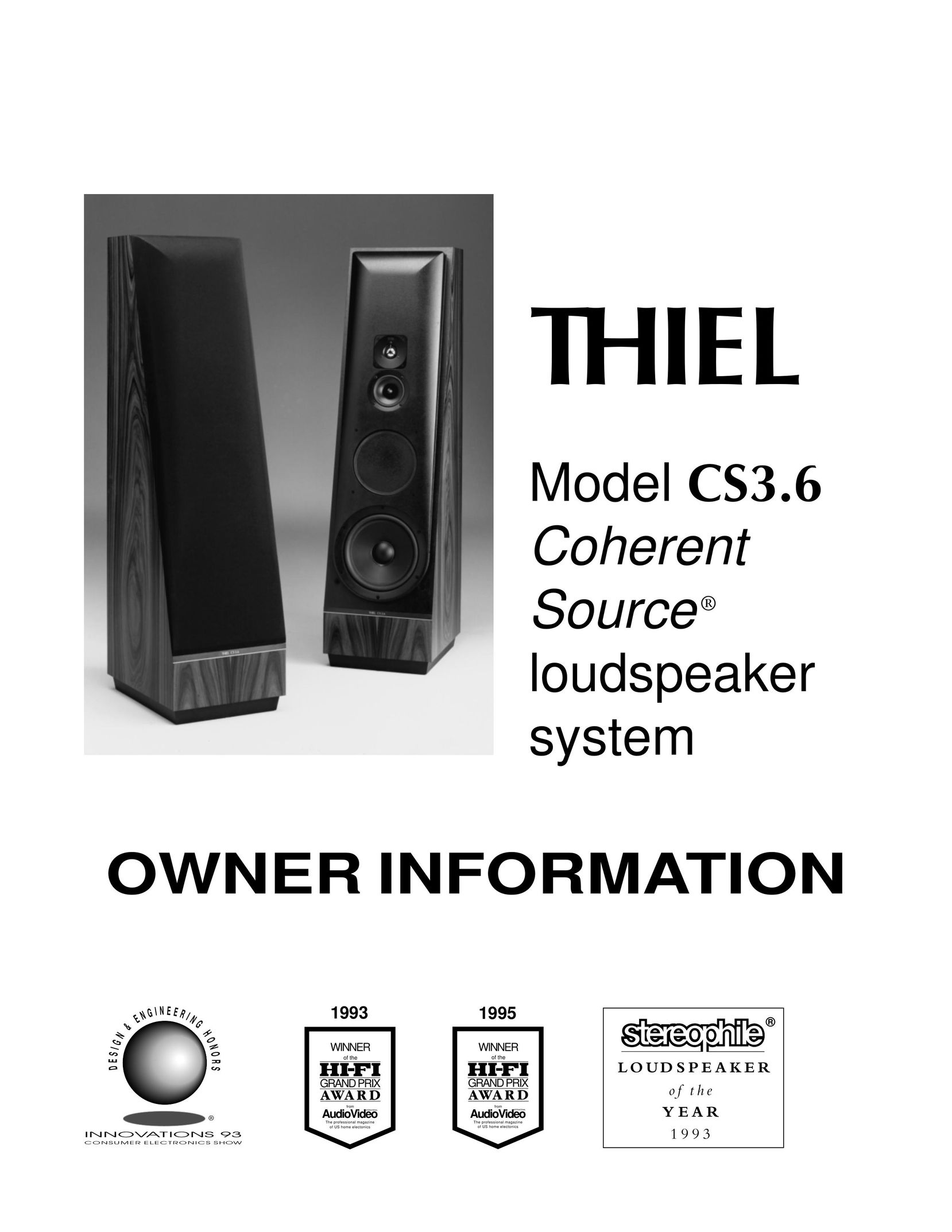 Thiel Audio Products CS3.6 Speaker User Manual