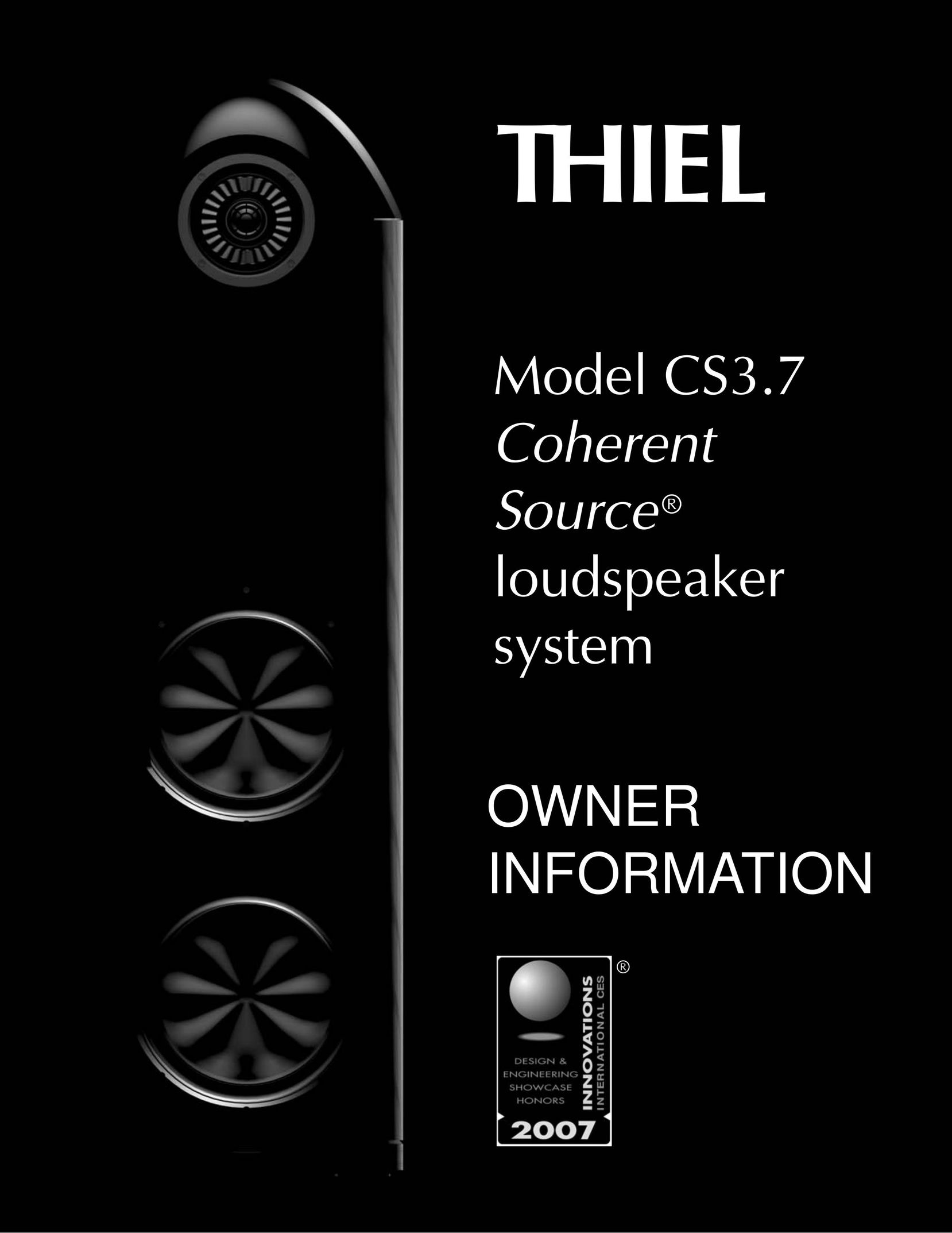 Thiel Audio Products CS3.7 Speaker User Manual