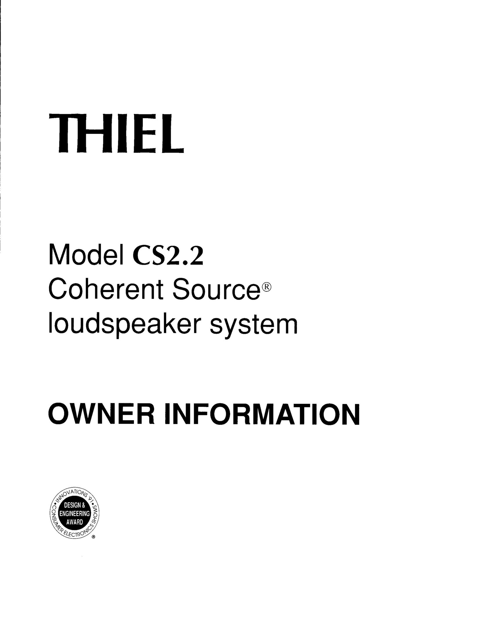 Thiel Audio Products lCS2.2 Speaker User Manual