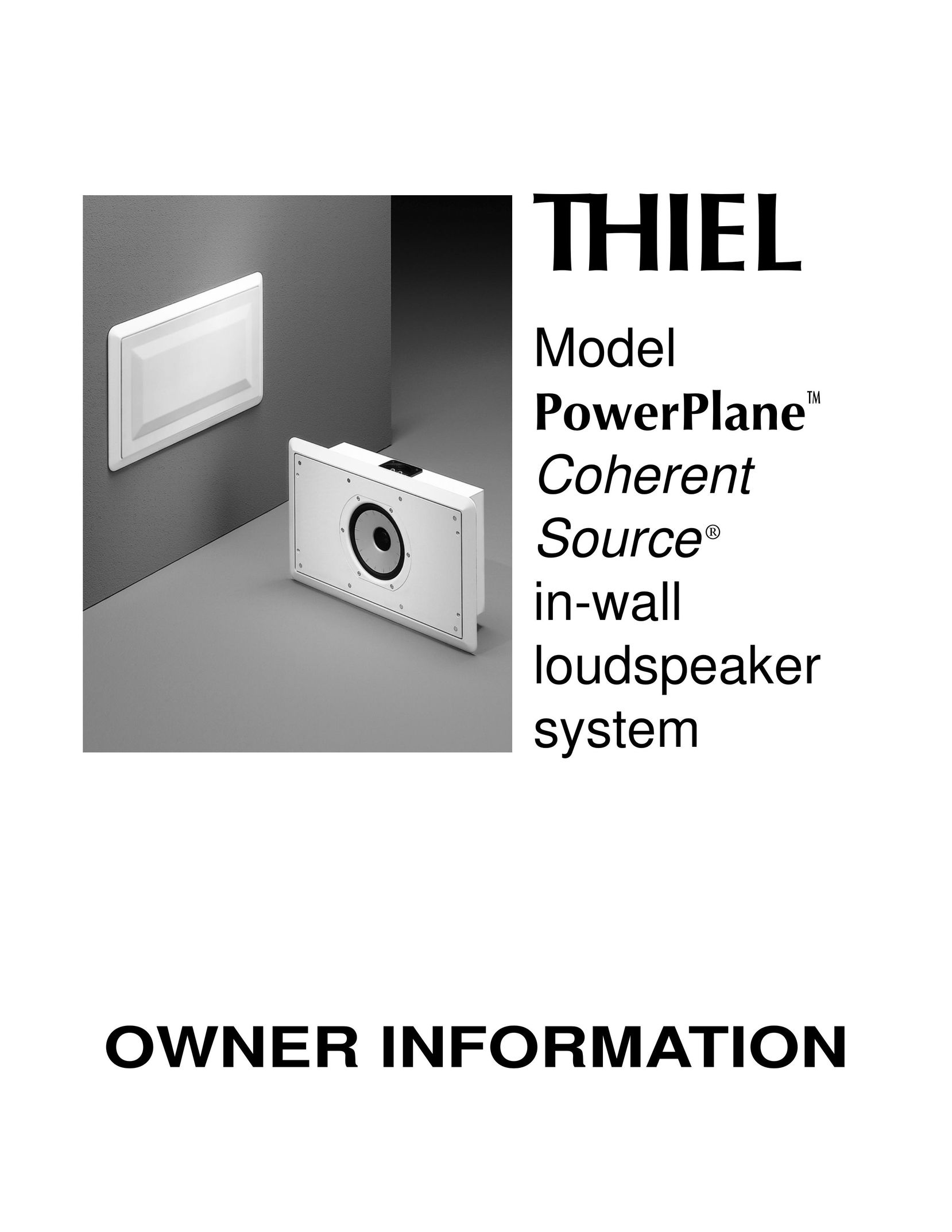 Thiel Audio Products PowerPlane Speaker User Manual