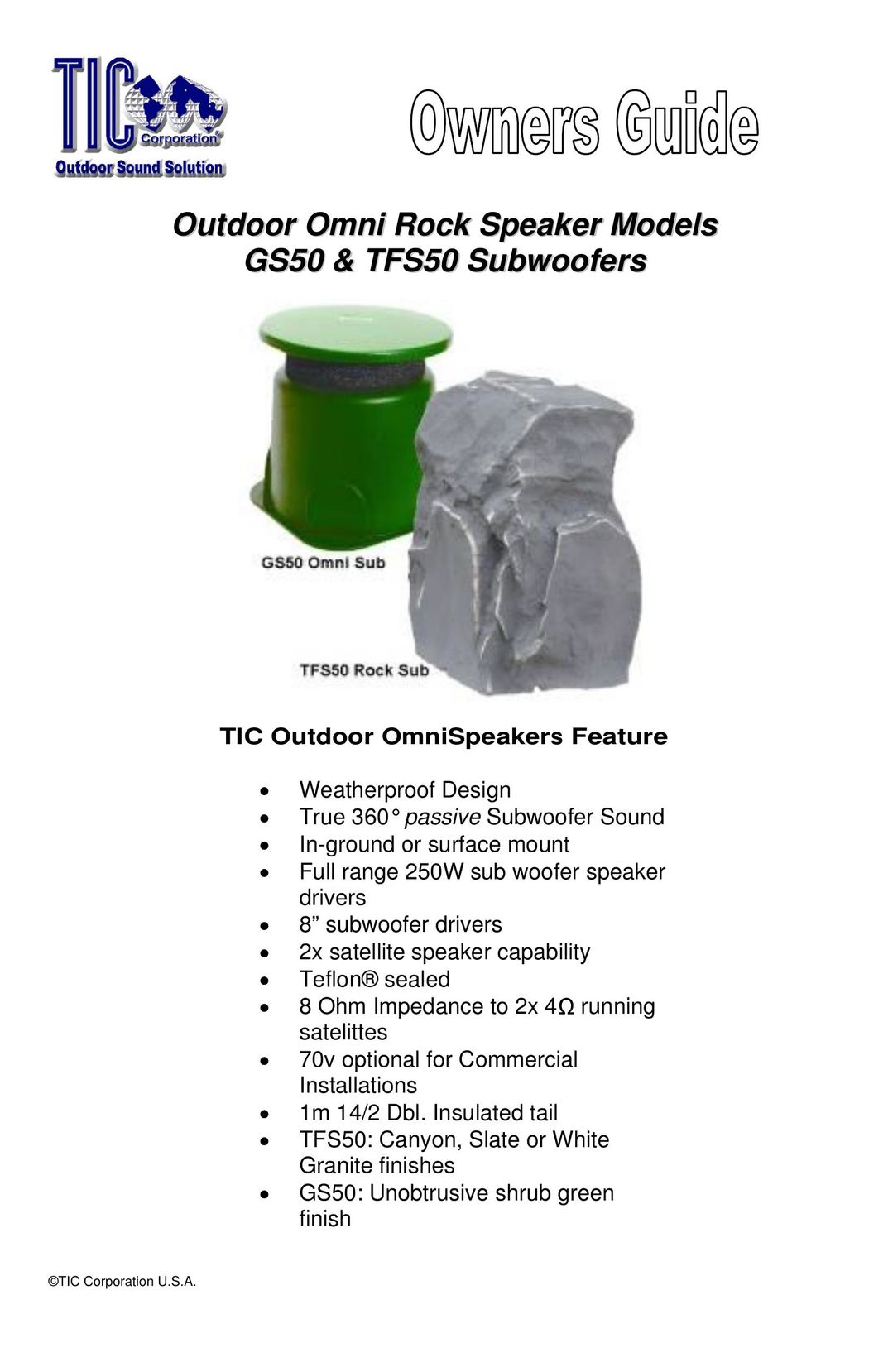 TIC GS50 Speaker User Manual