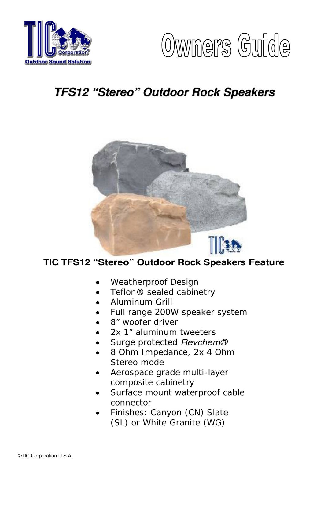 TIC TFS12 Speaker User Manual