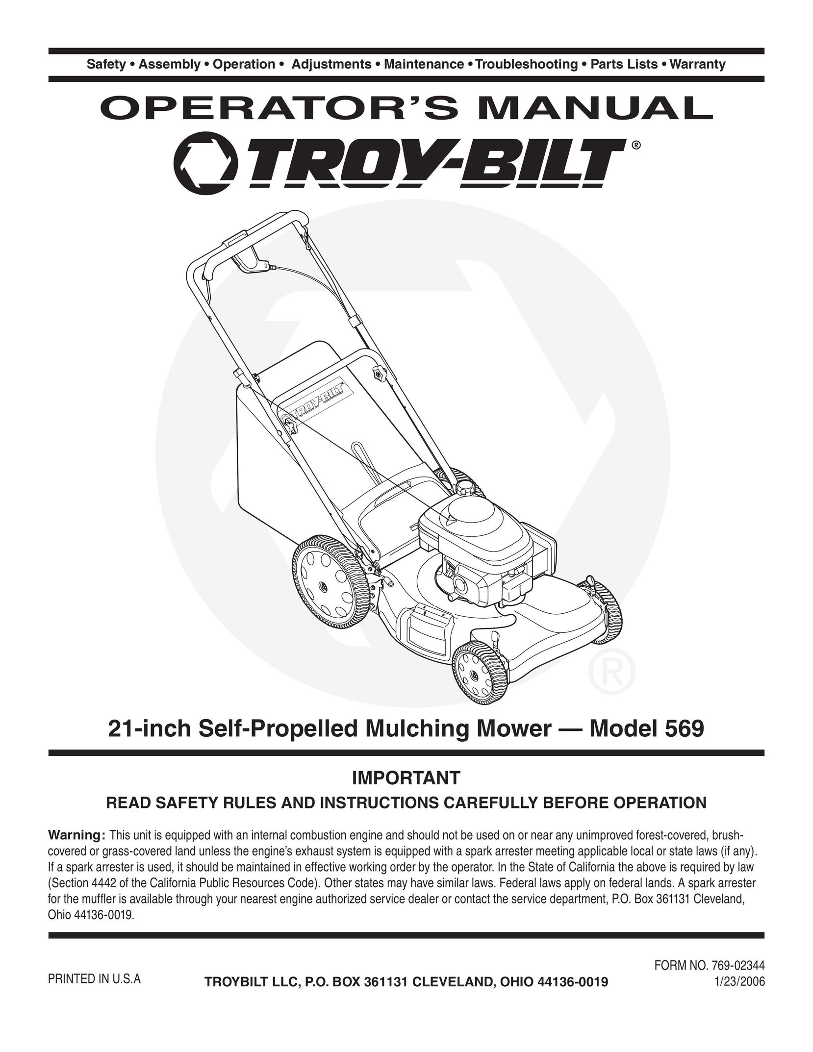 Troy-Bilt 569 Speaker User Manual