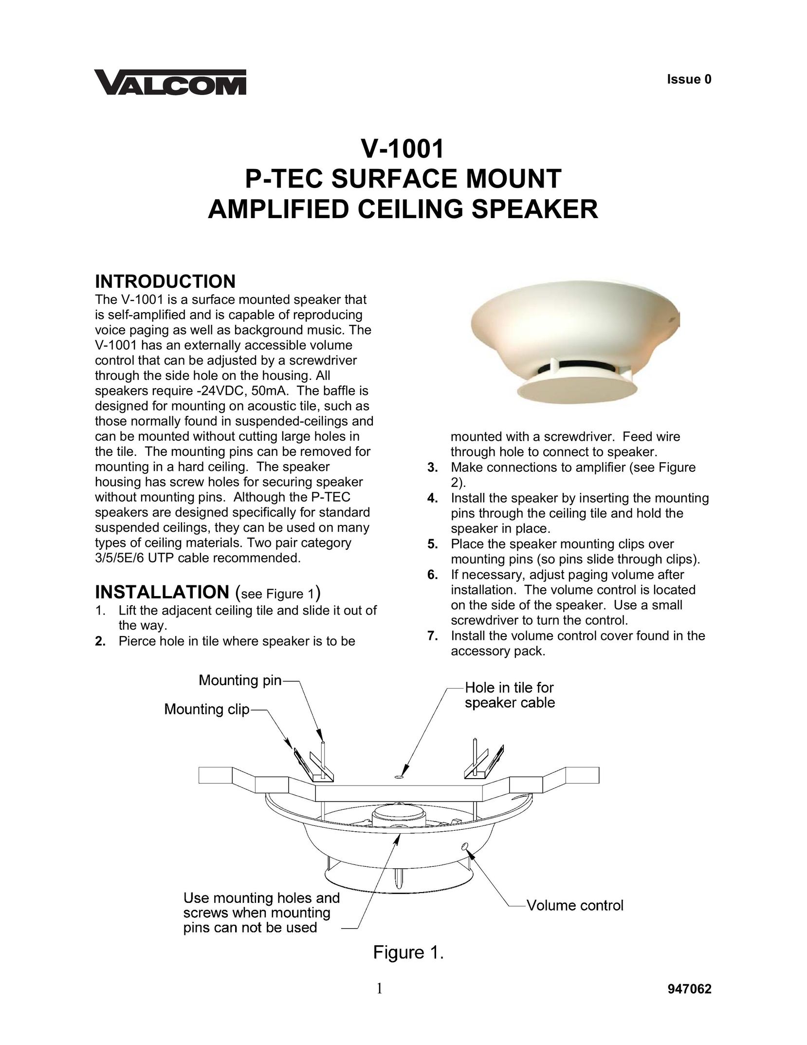 Valcom V1001 Speaker User Manual