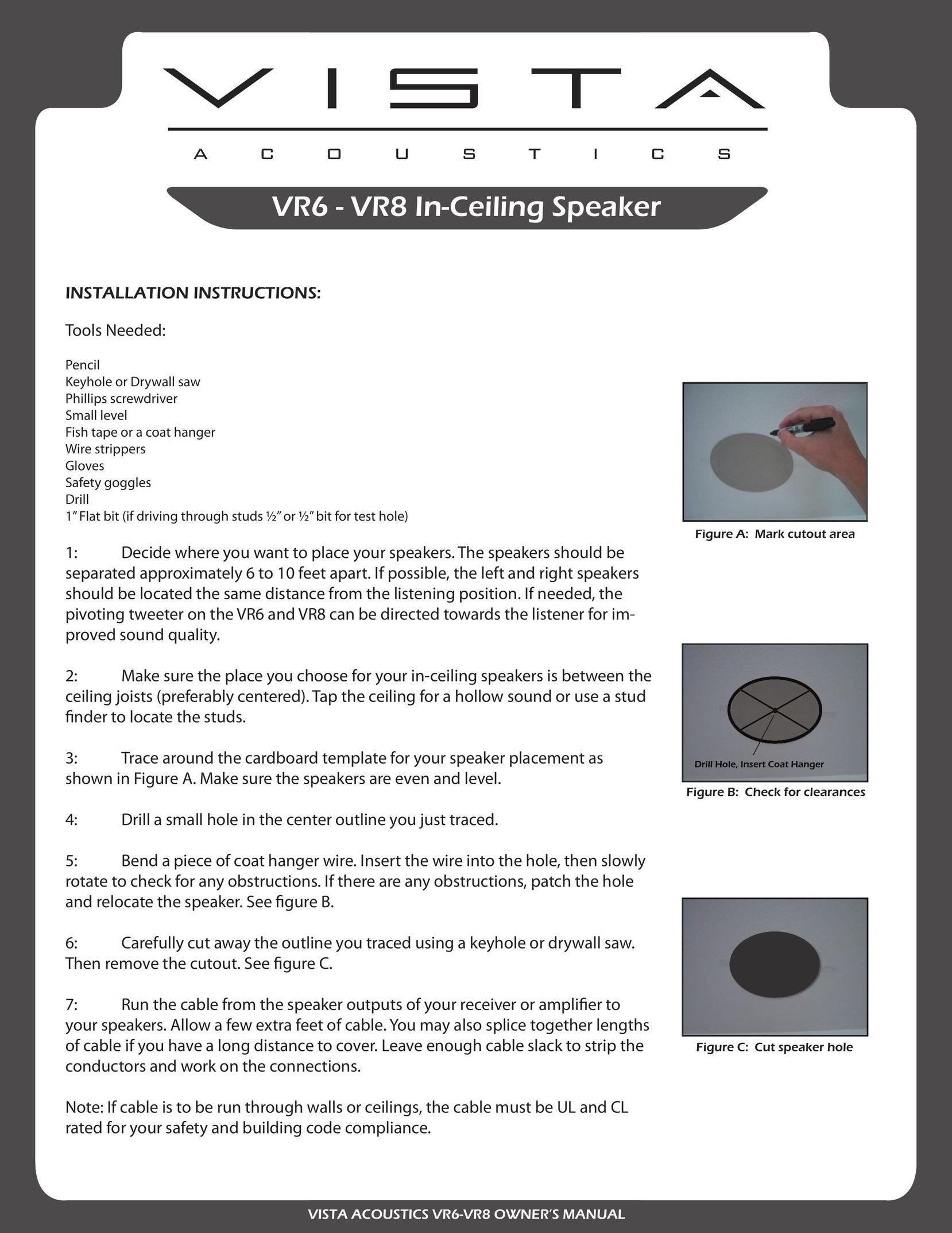 Vista Imaging VR6 Speaker User Manual