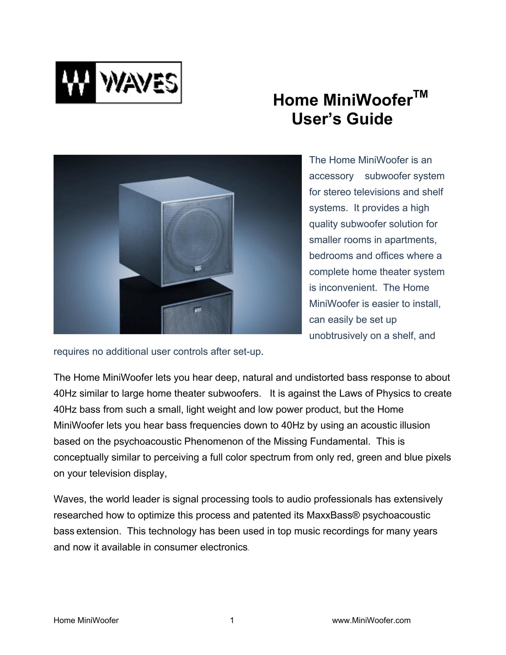 Waves MiniWoofer Speaker User Manual