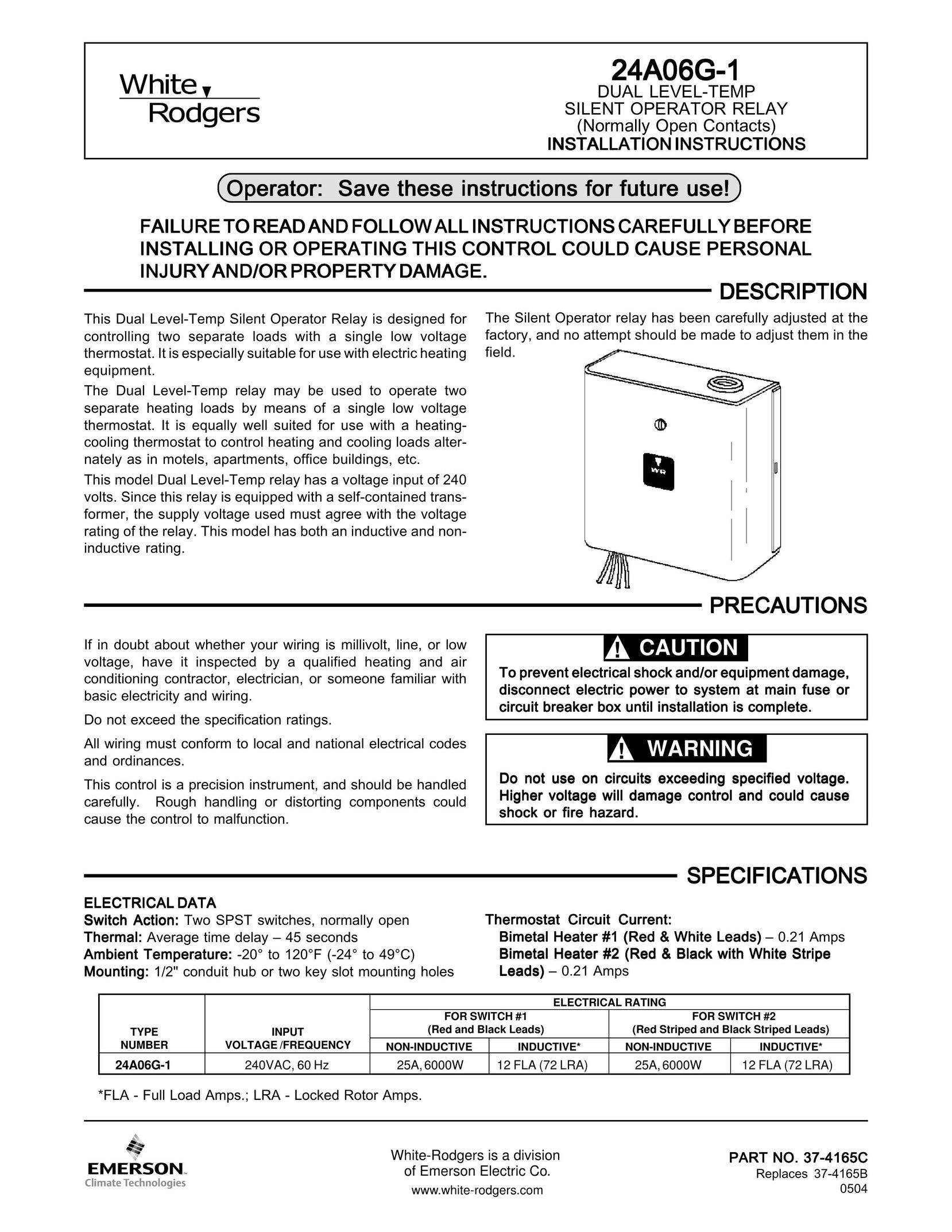 White Rodgers 24A06G-1 Speaker User Manual