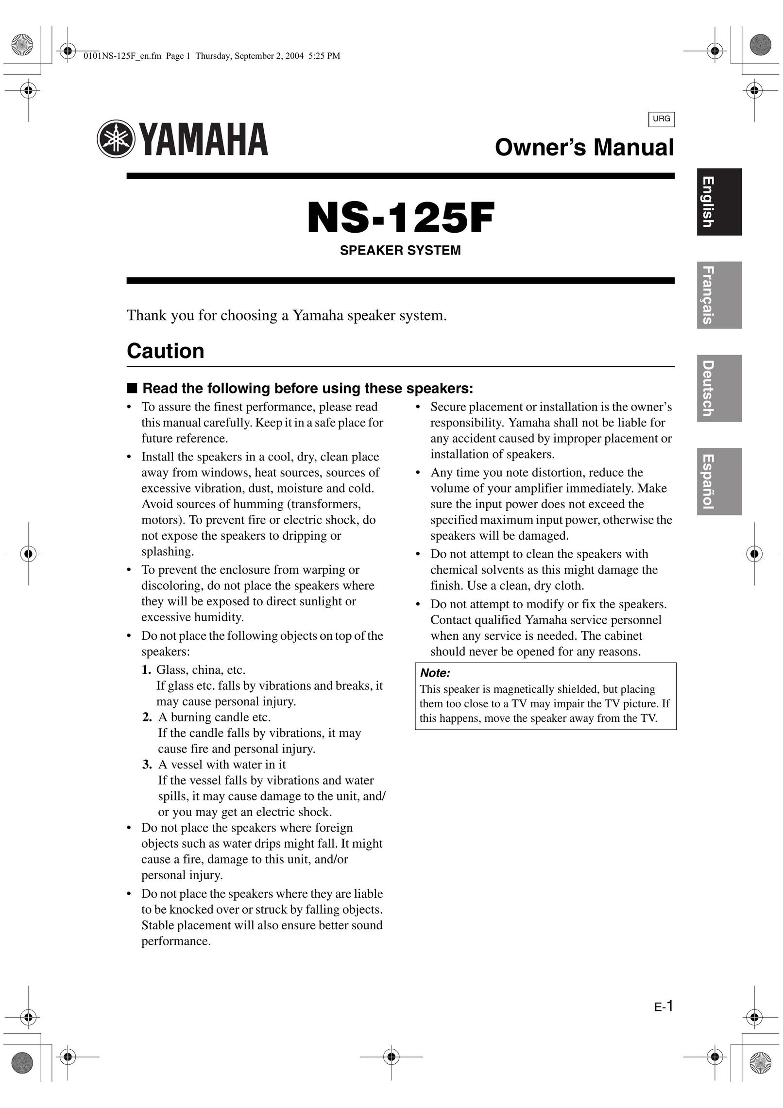 Yamaha NS-125F Speaker User Manual