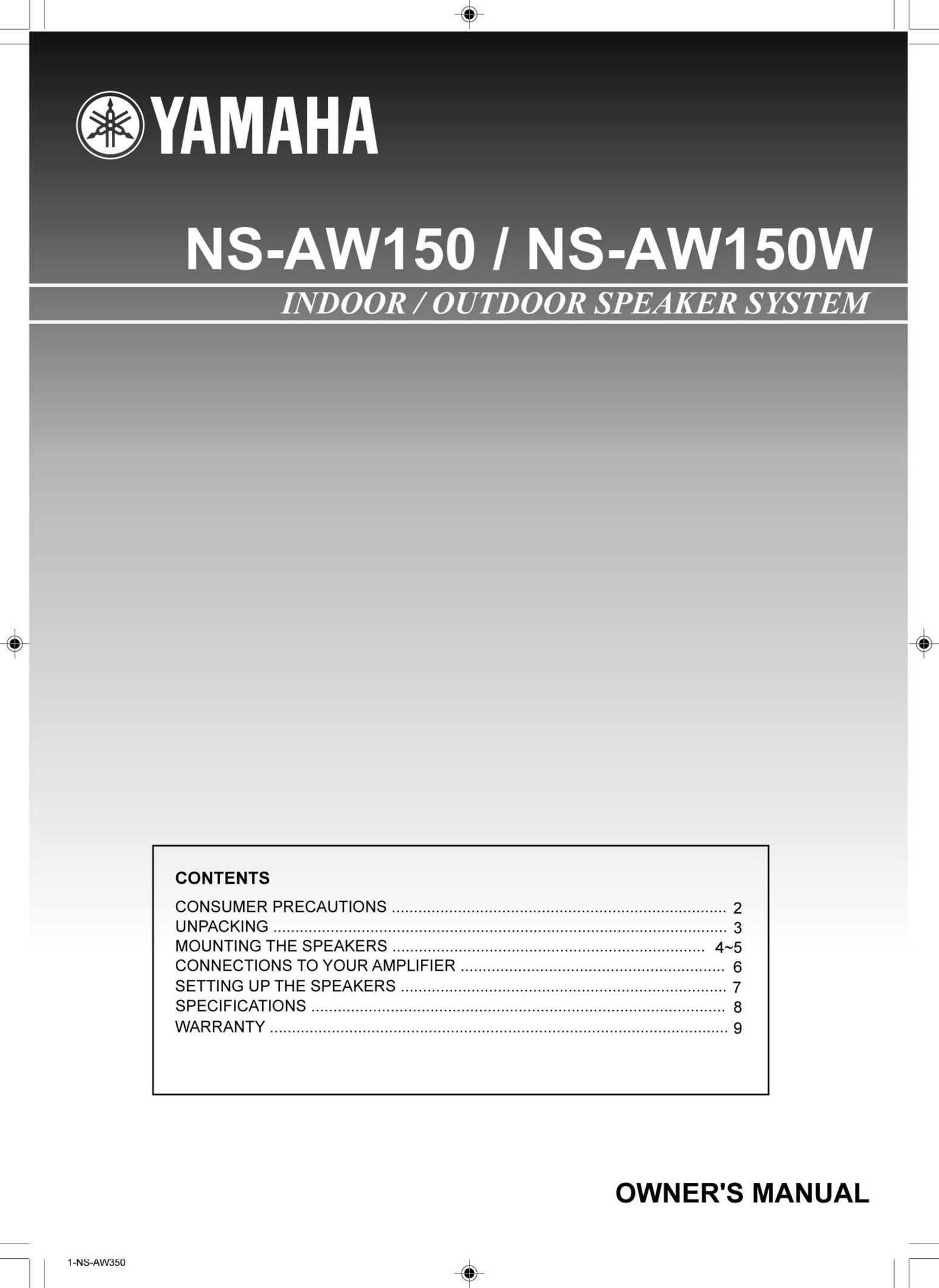 Yamaha NS-AW150 Black (Pr.) Speaker User Manual