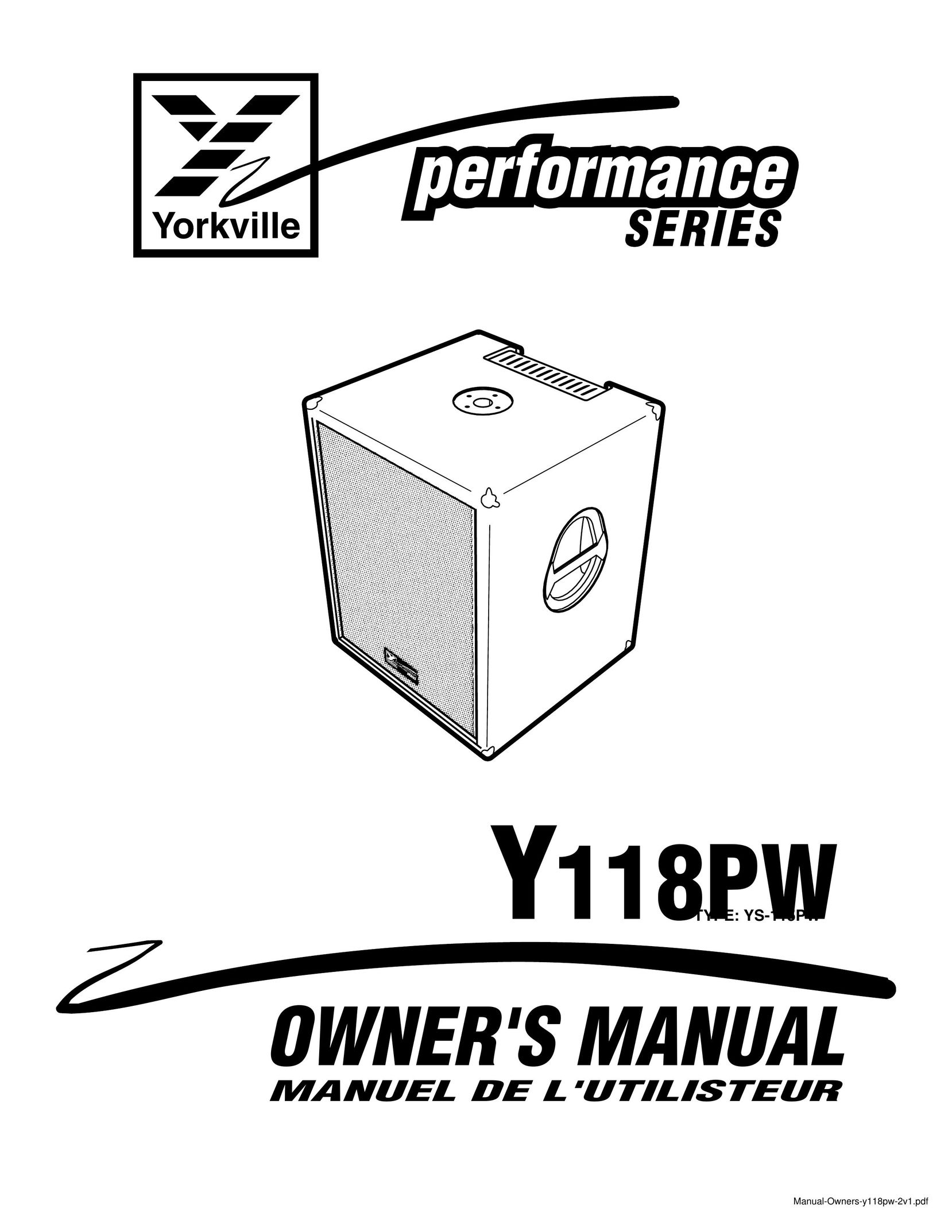 Yorkville Sound Y118PW Speaker User Manual