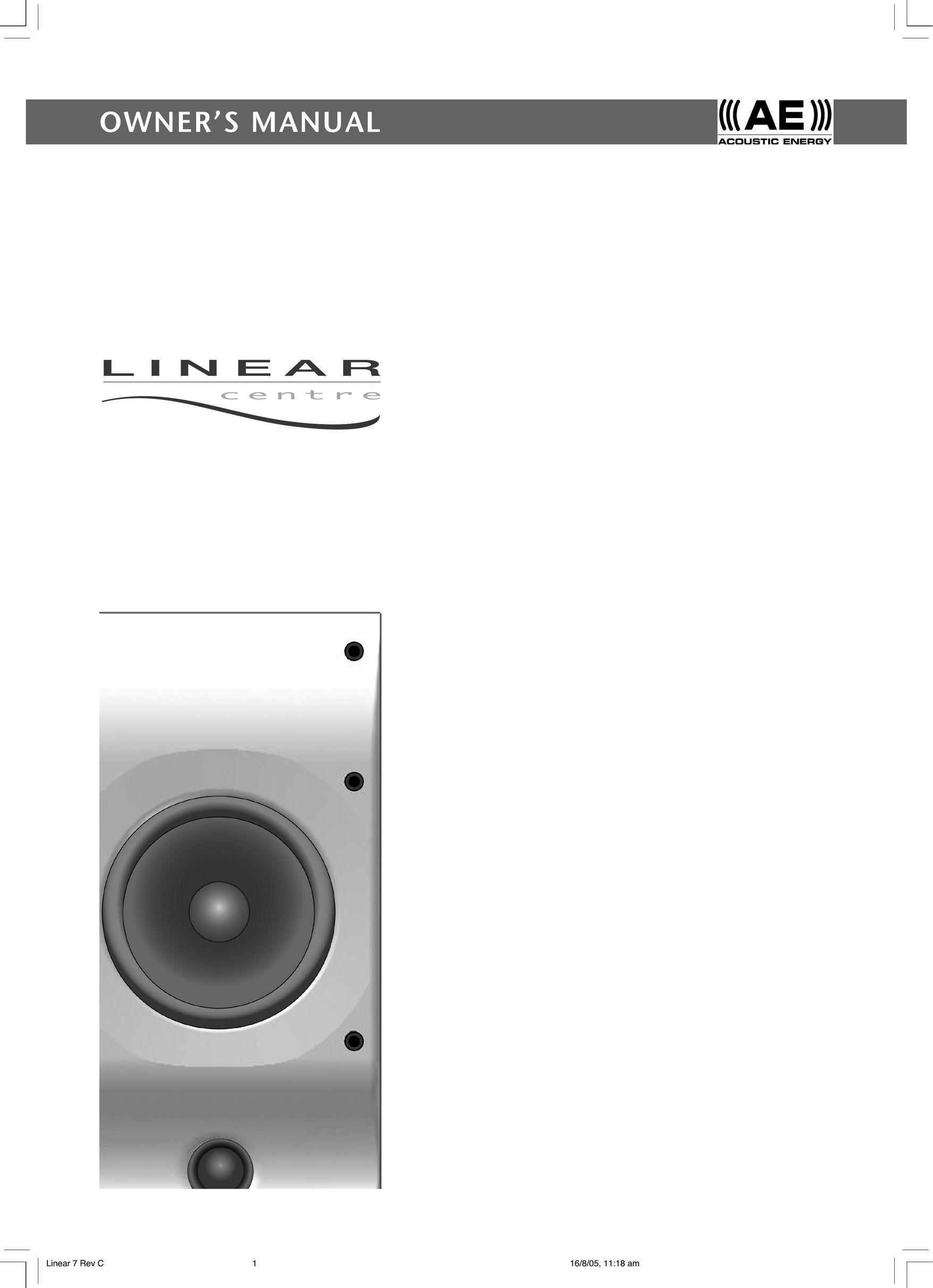Acoustic Energy Linear Centre Speaker System User Manual