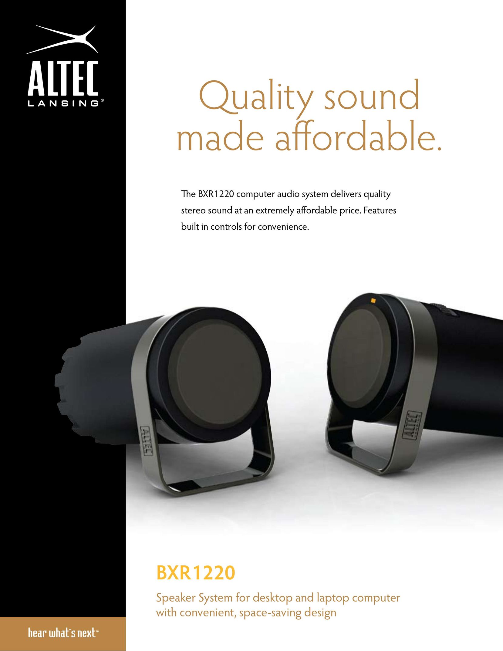 Altec Lansing BXR1220 Speaker System User Manual