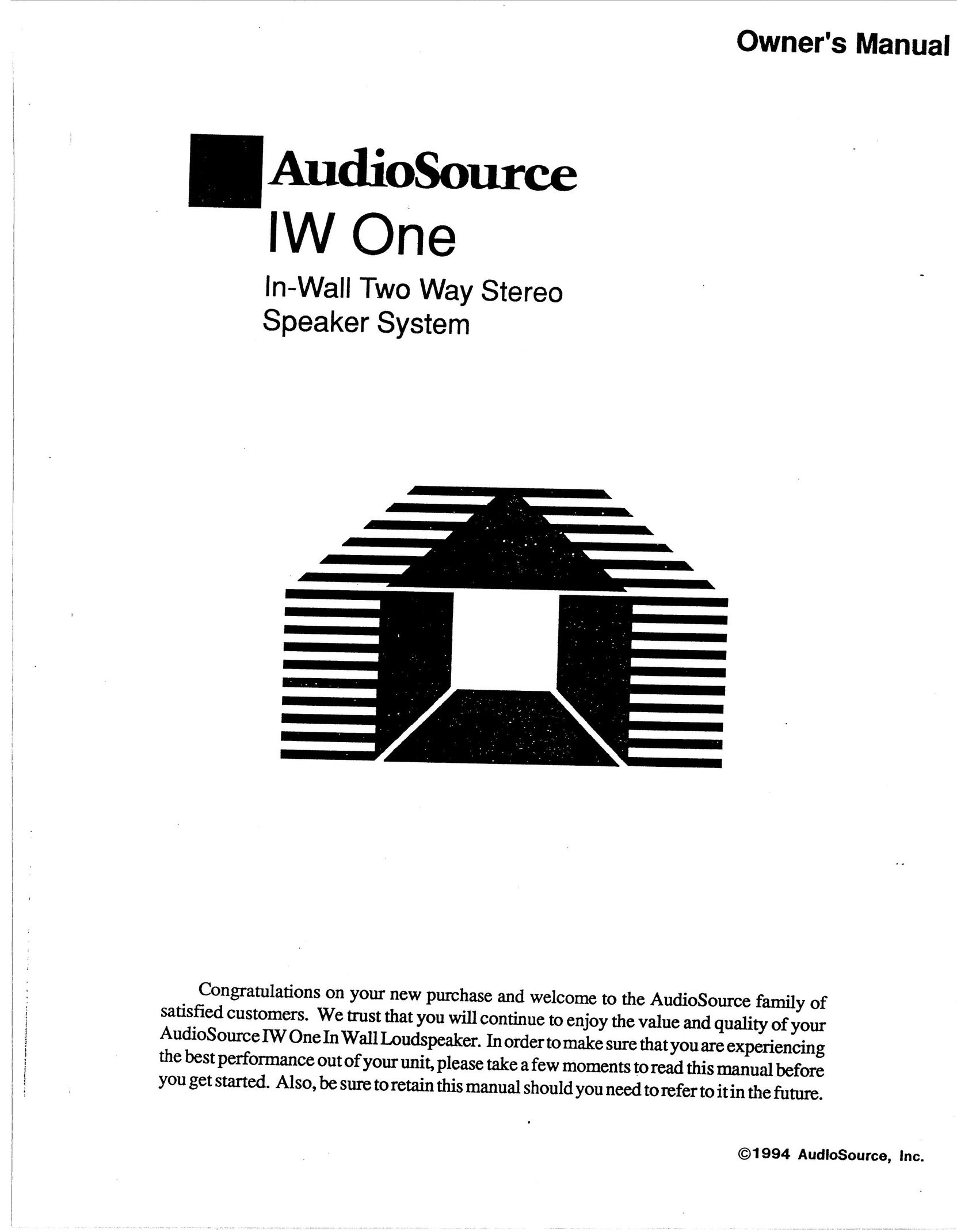 AudioSource AudioSource In-Wall Two Way Stereo Speaker System Speaker System User Manual