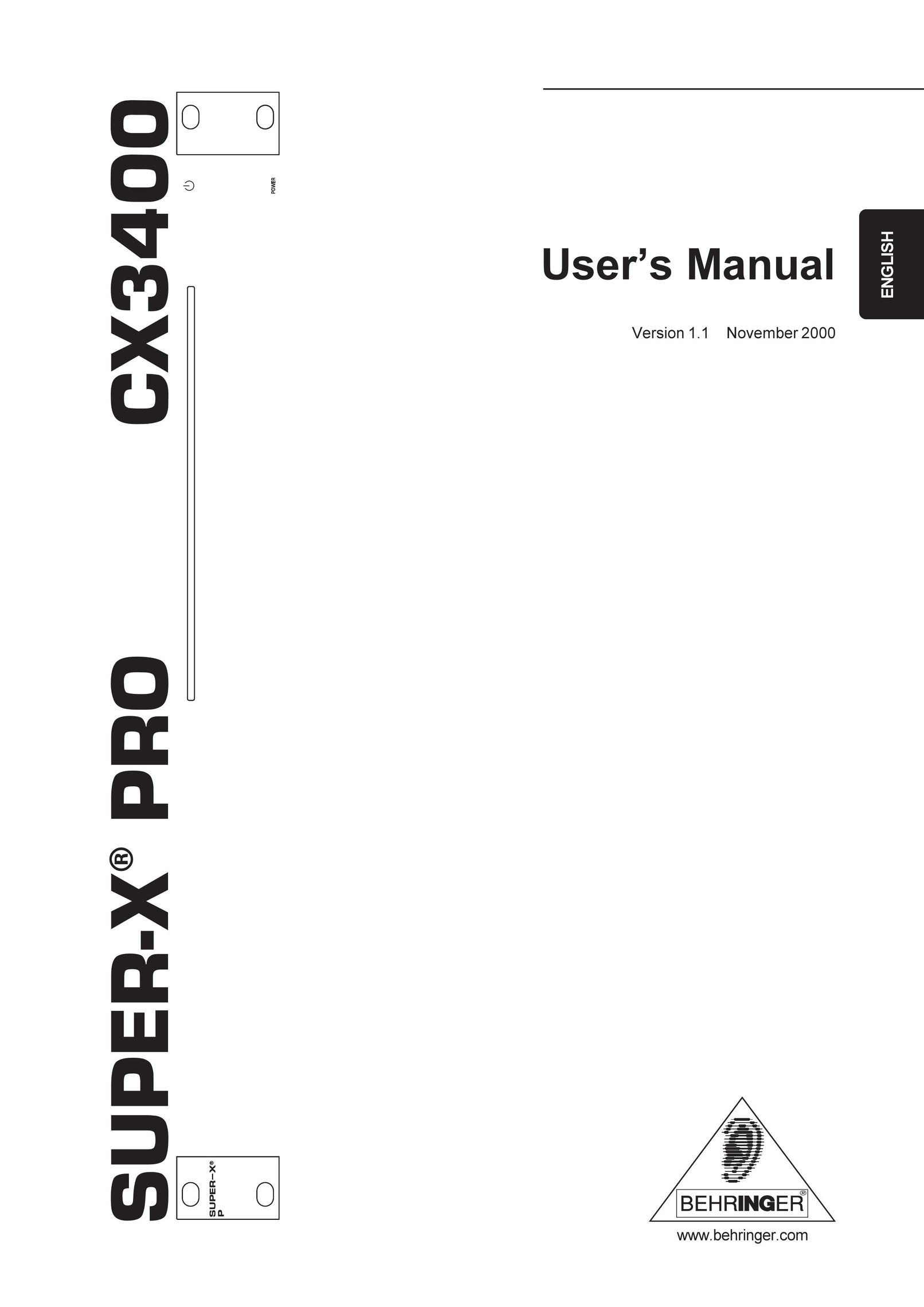 Behringer CX3400 Speaker System User Manual