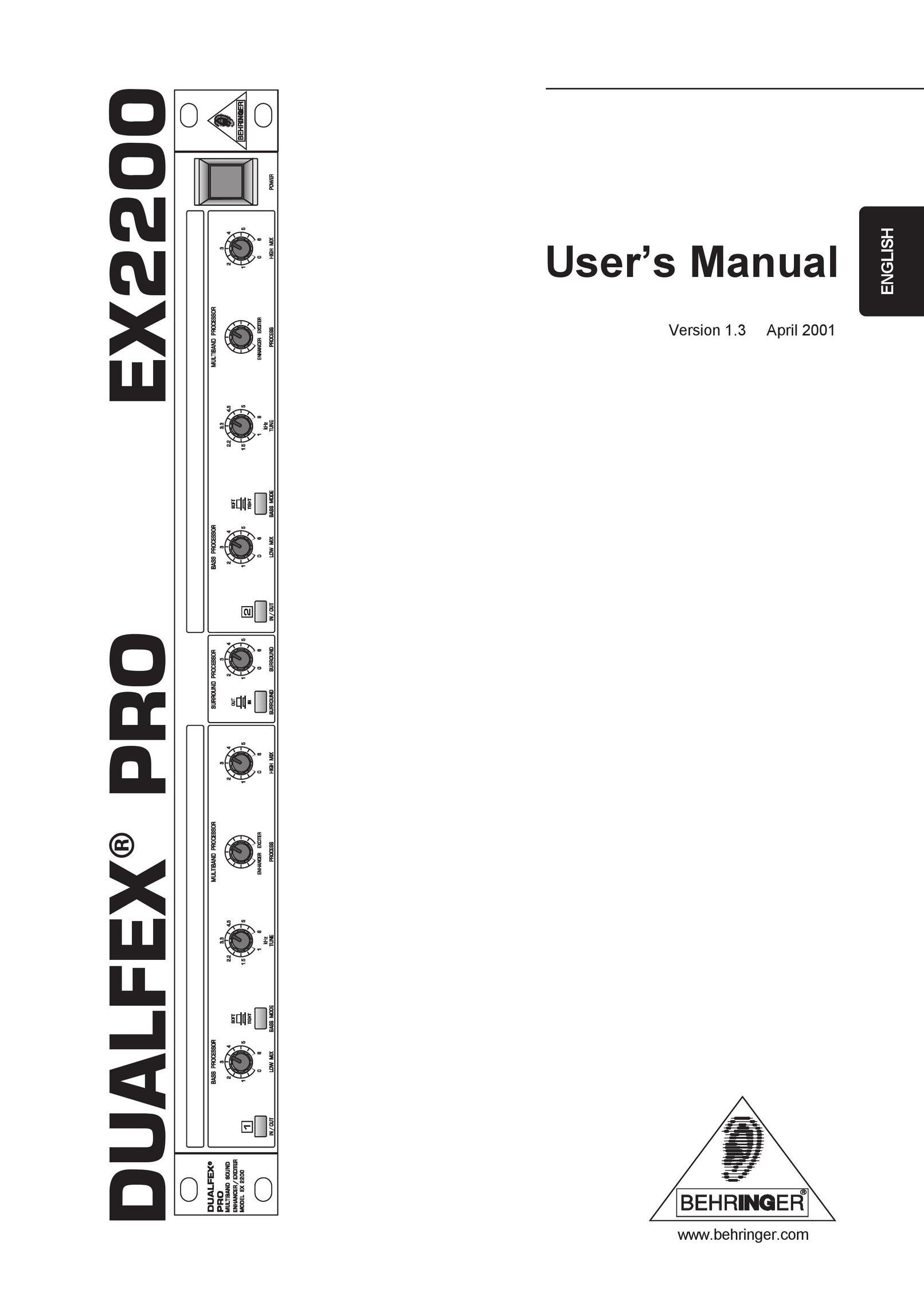 Behringer EX2200 Speaker System User Manual