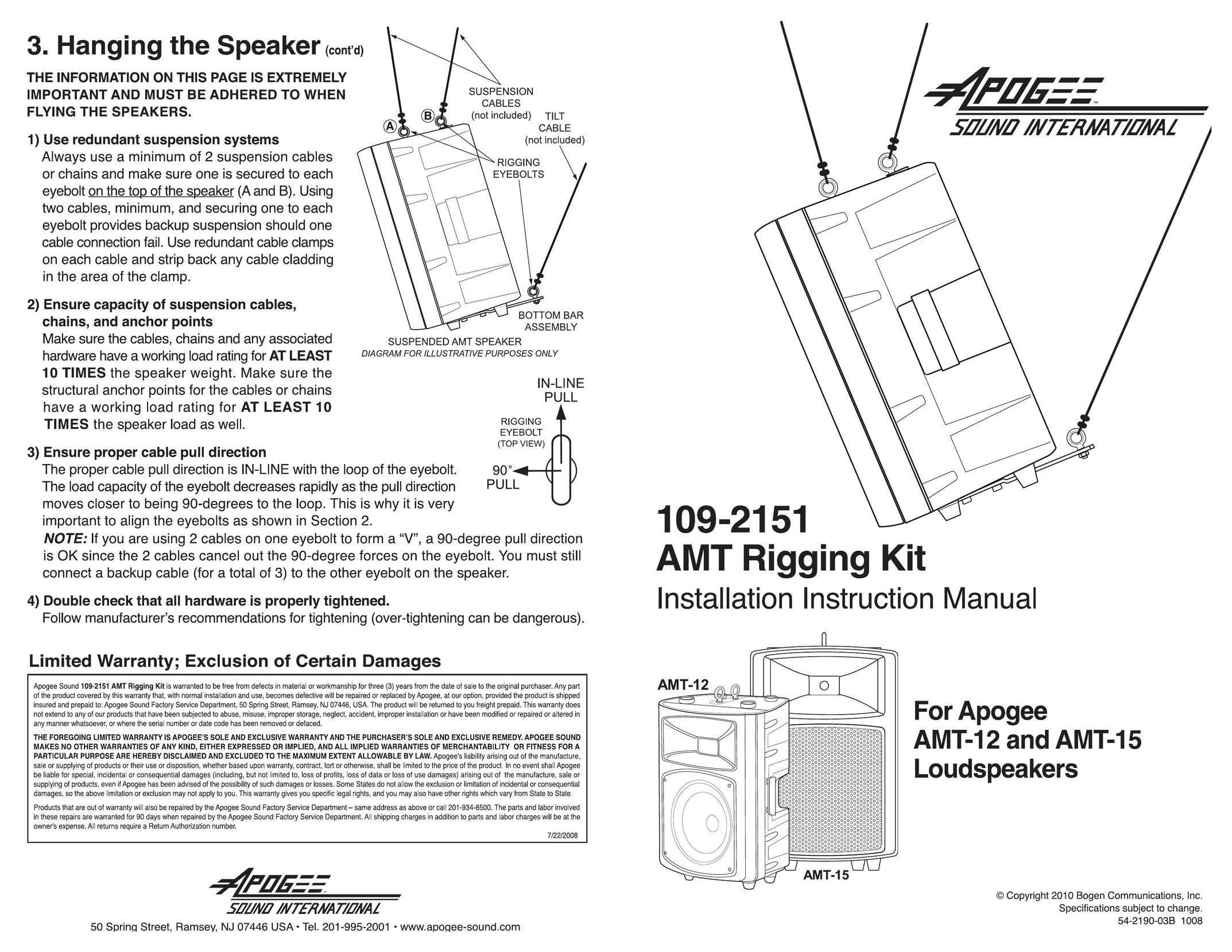 Bogen 1092151 Speaker System User Manual