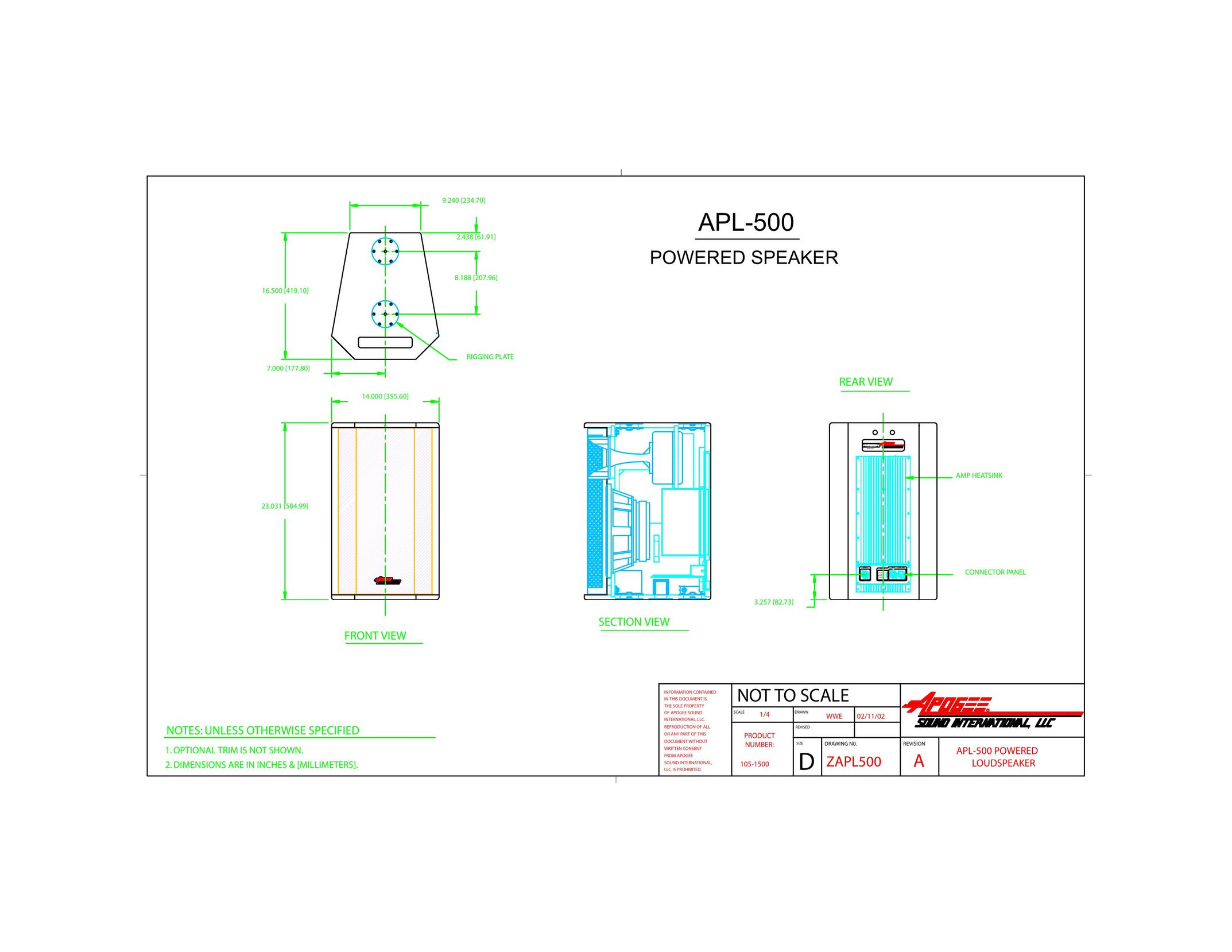 Bogen APL-500 Speaker System User Manual