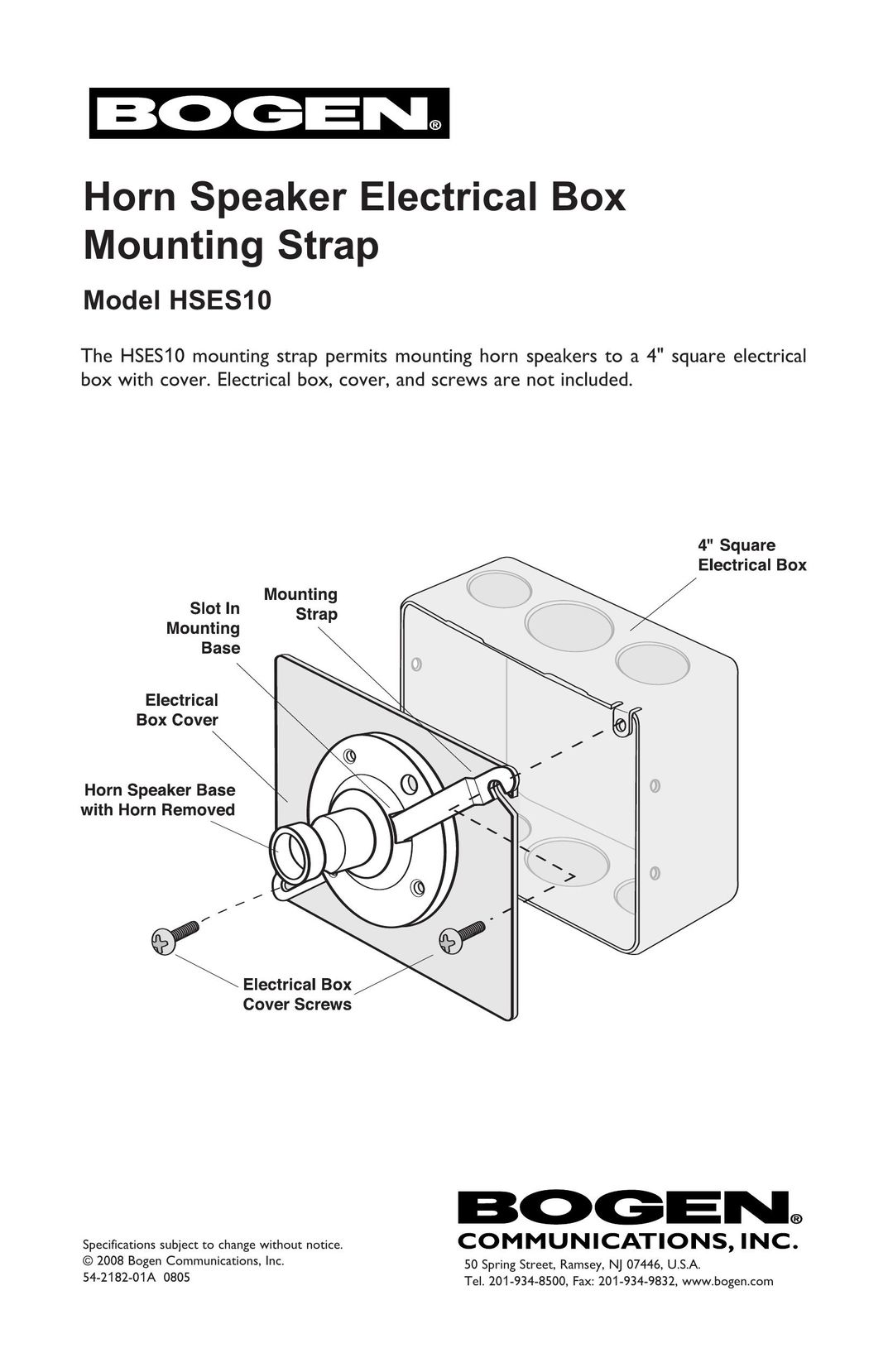 Bogen HSES10 Speaker System User Manual