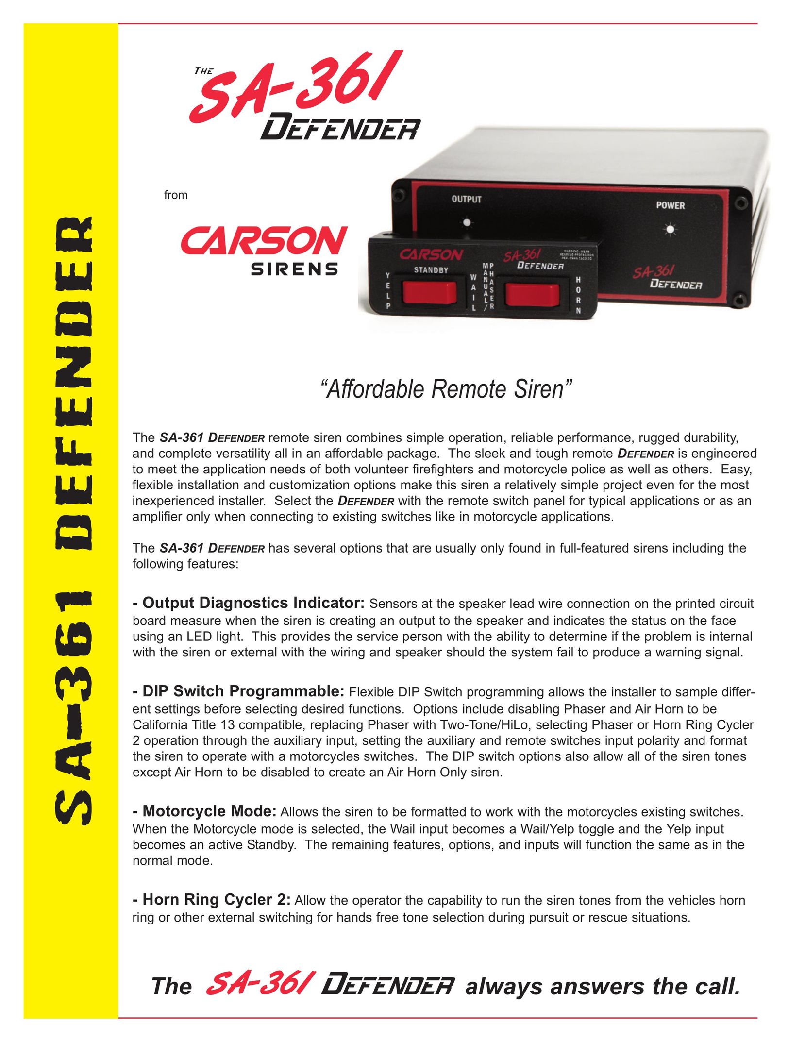 Carson SA-361 DEFENDER Speaker System User Manual